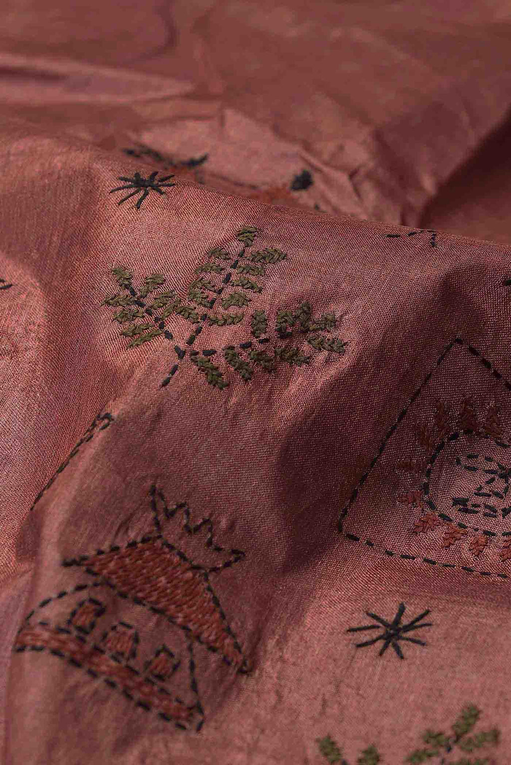 Rust Tussar Silk Saree