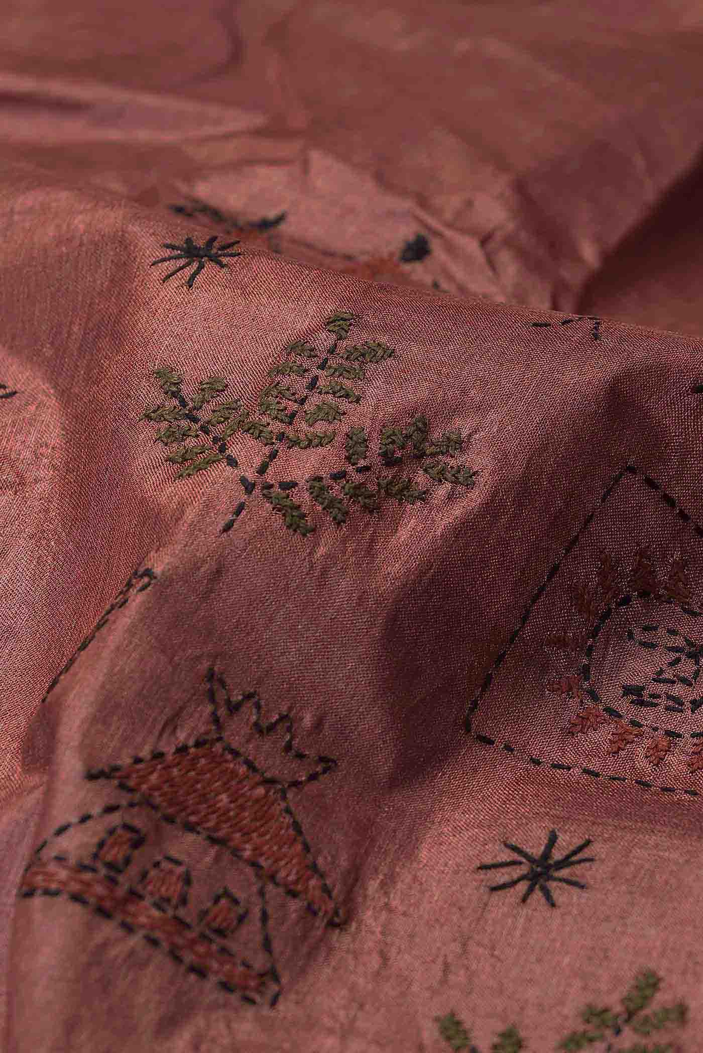 Rust Tussar Silk Saree