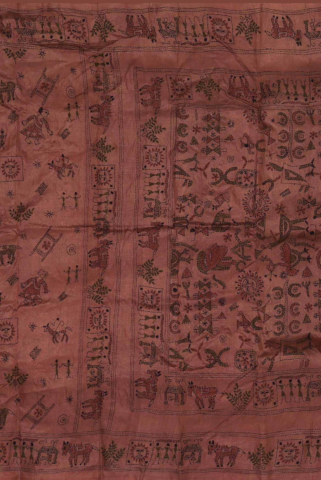 Rust Tussar Silk Saree