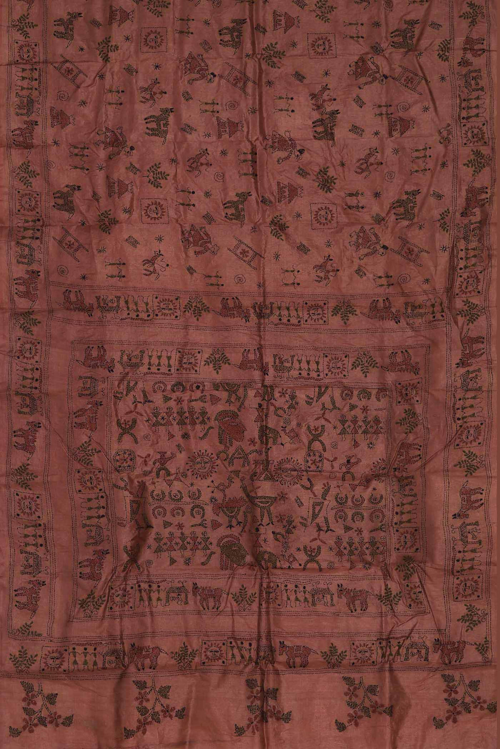 Rust Tussar Silk Saree
