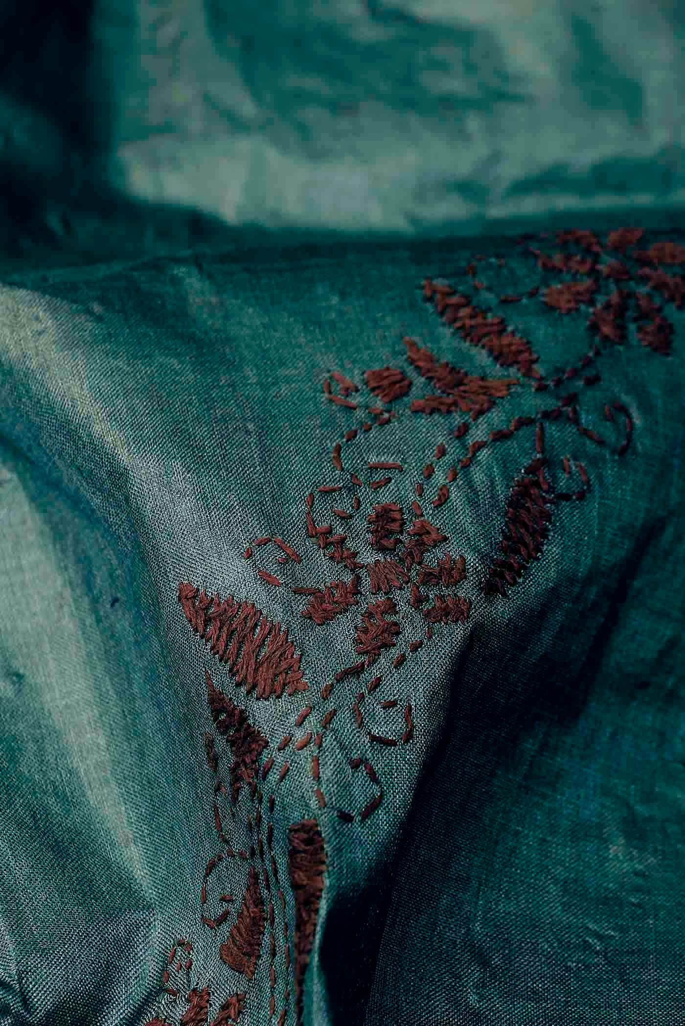 Green Bhagalpuri Tussar Silk Saree