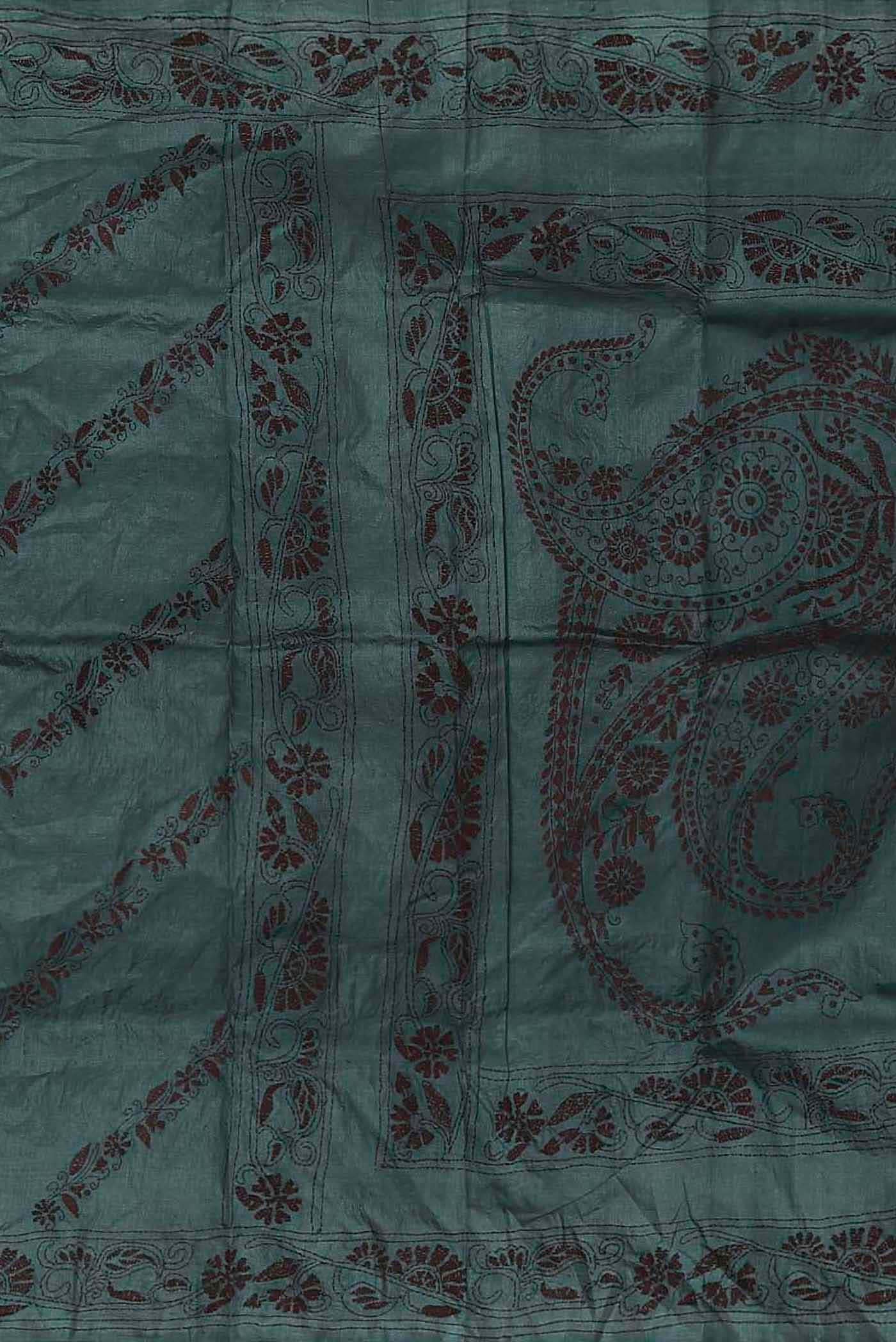 Green Bhagalpuri Tussar Silk Saree