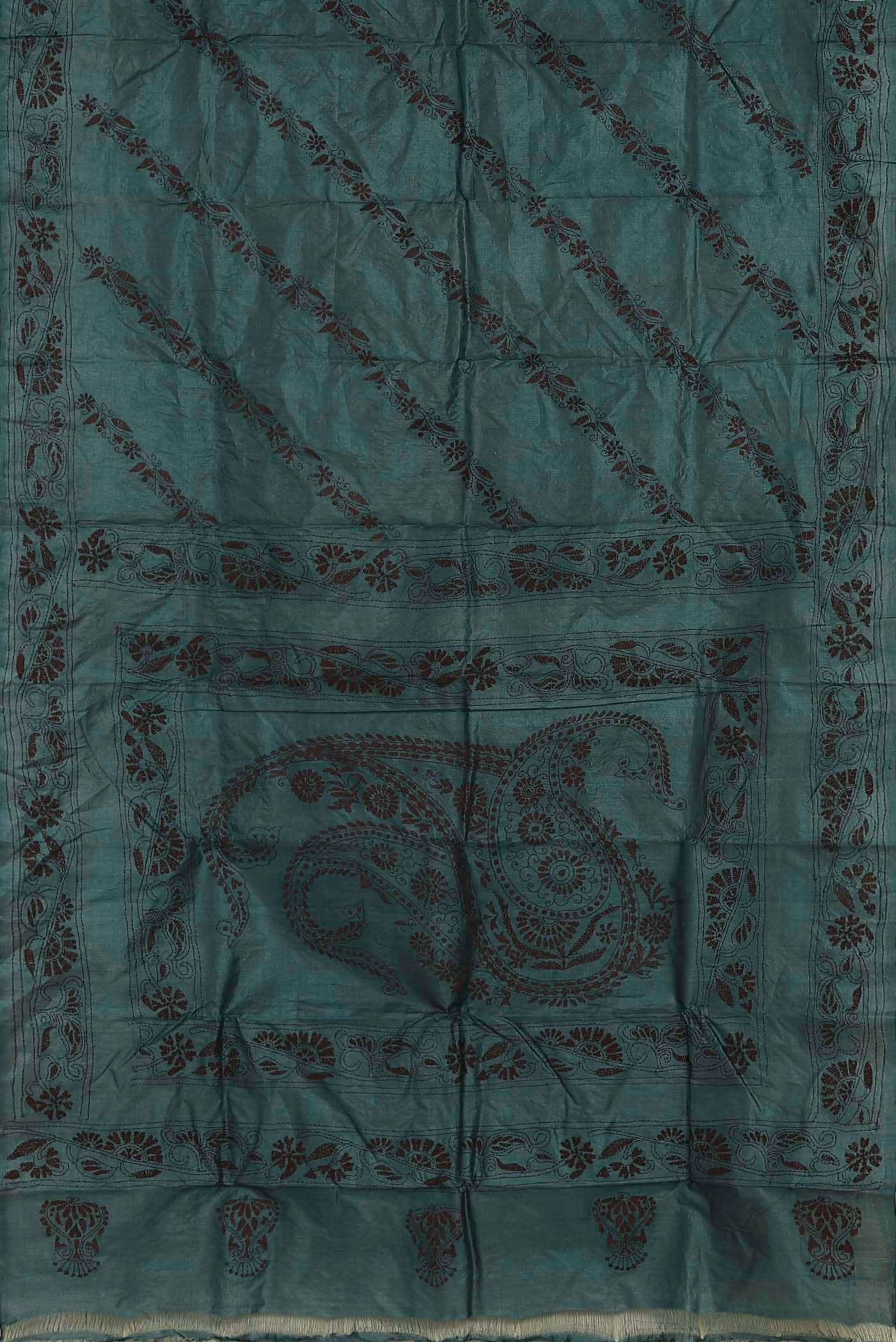 Green Bhagalpuri Tussar Silk Saree