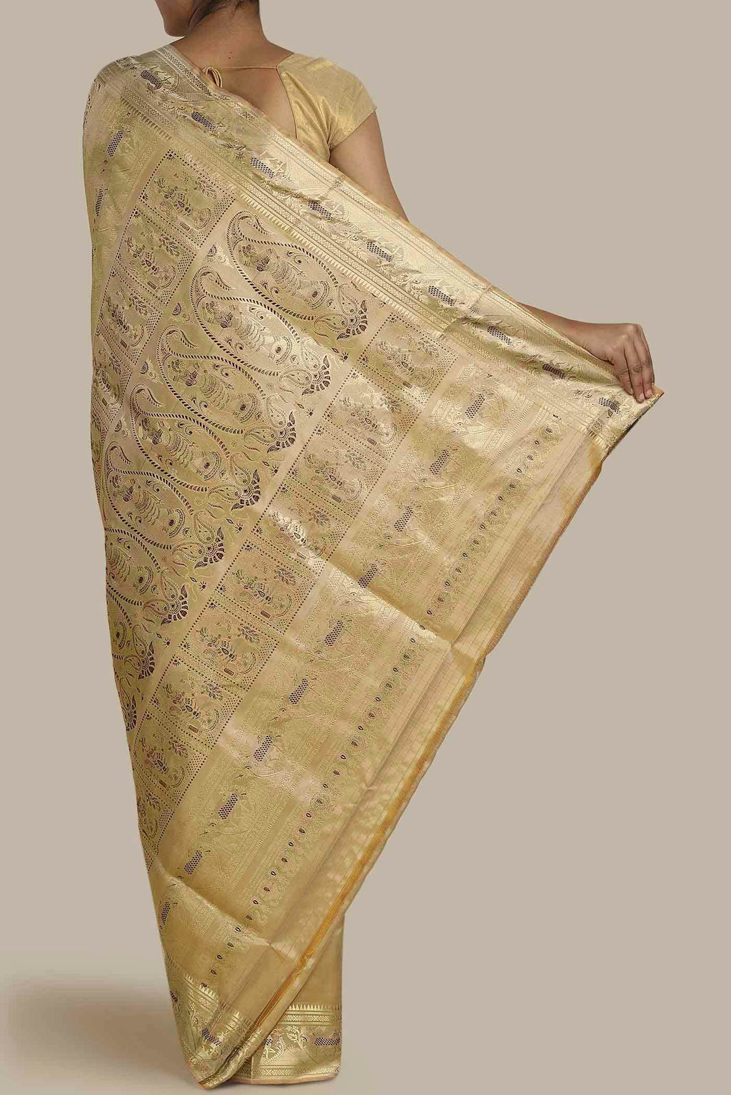 Beige Baluchari Silk Saree