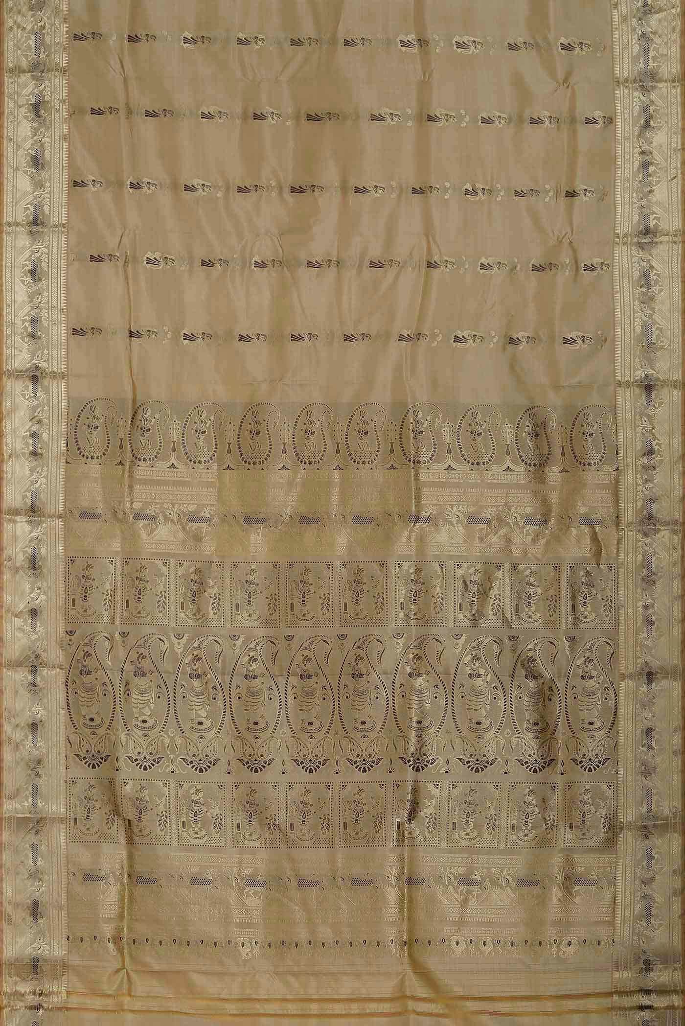 Beige Baluchari Silk Saree