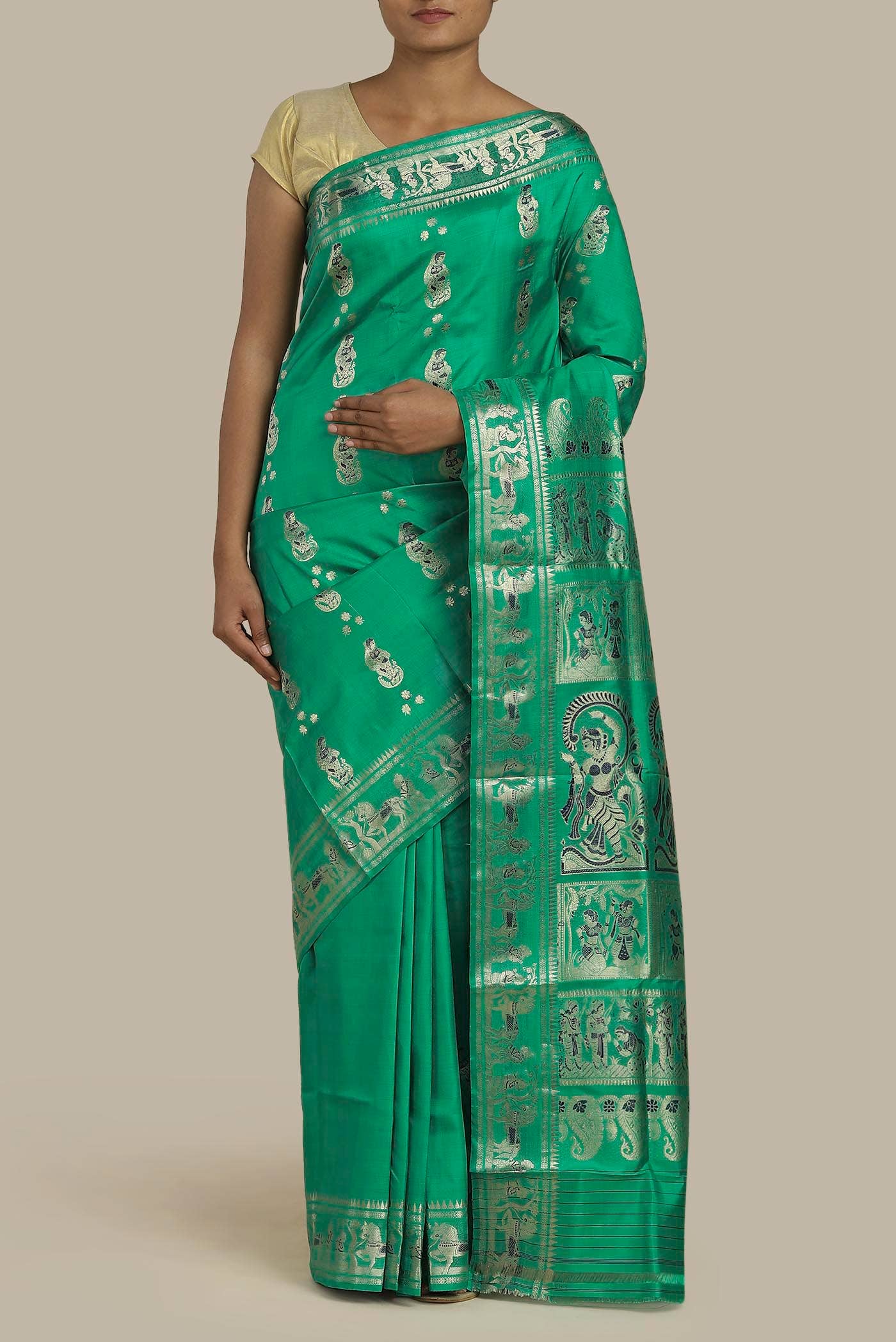 Green Baluchari Silk Saree