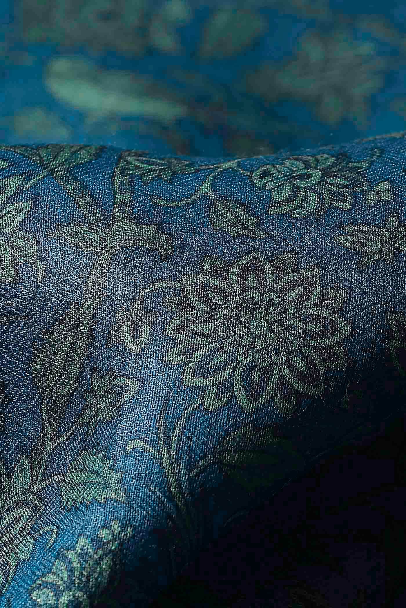Blue Pashmina Silk Saree