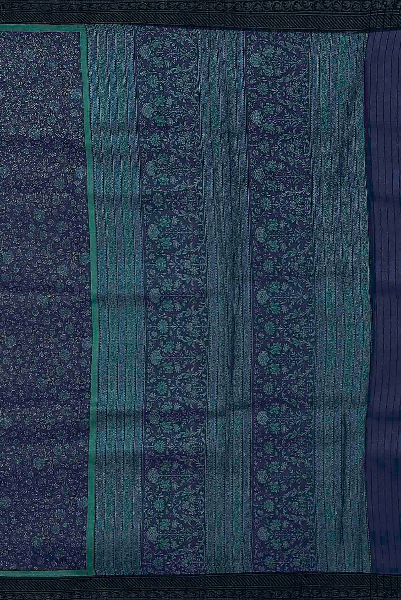 Blue Pashmina Silk Saree