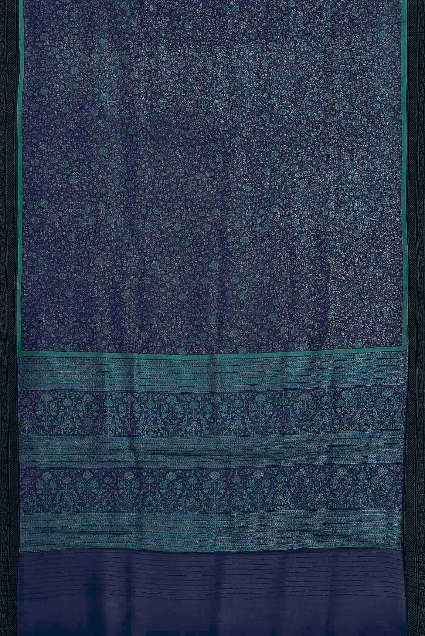Blue Pashmina Silk Saree