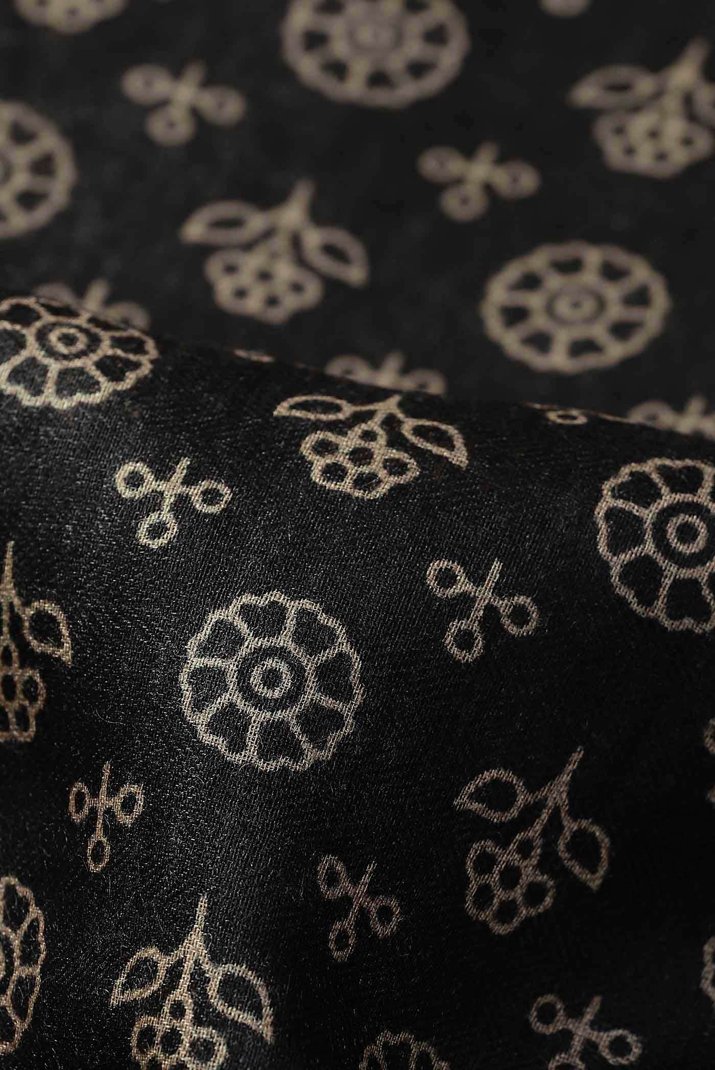 Black Pashmina Silk Saree