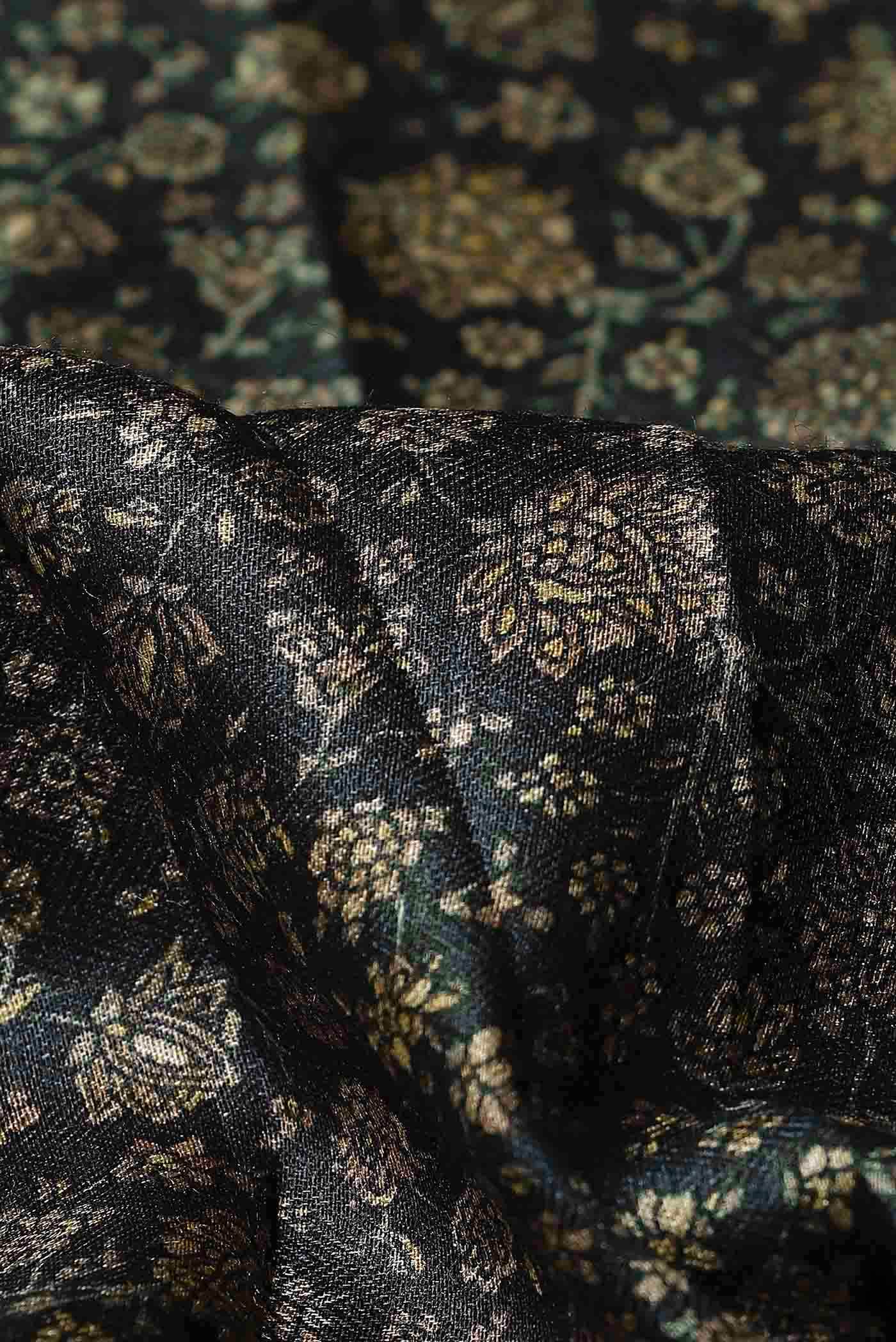Black Pashmina Silk Saree