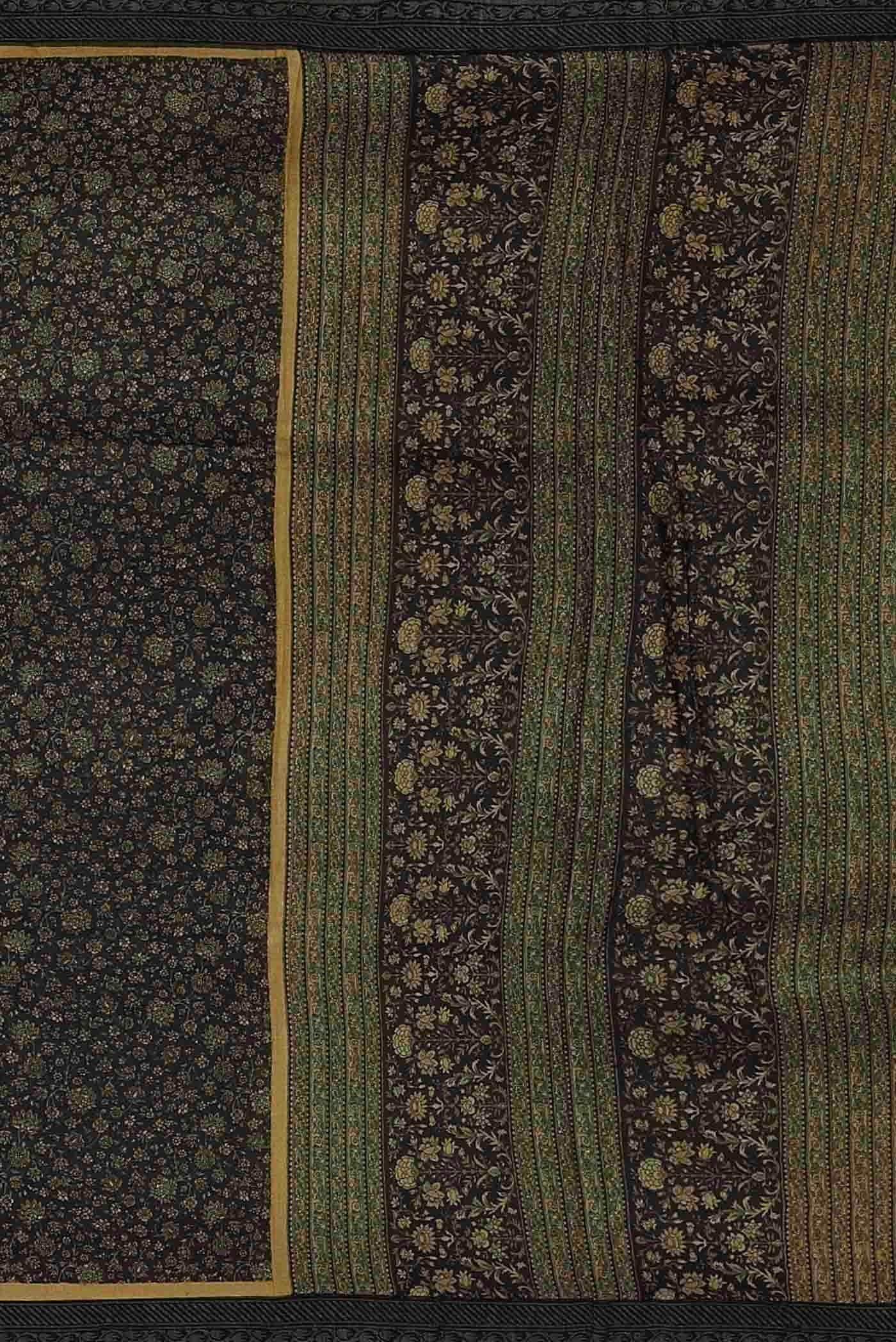 Black Pashmina Silk Saree