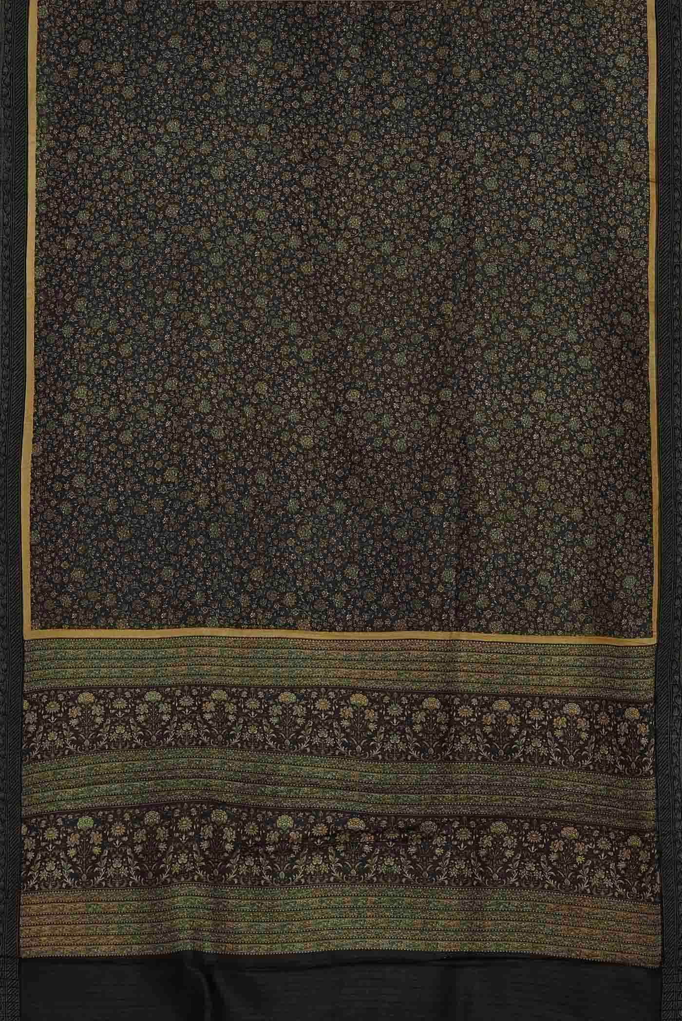 Black Pashmina Silk Saree