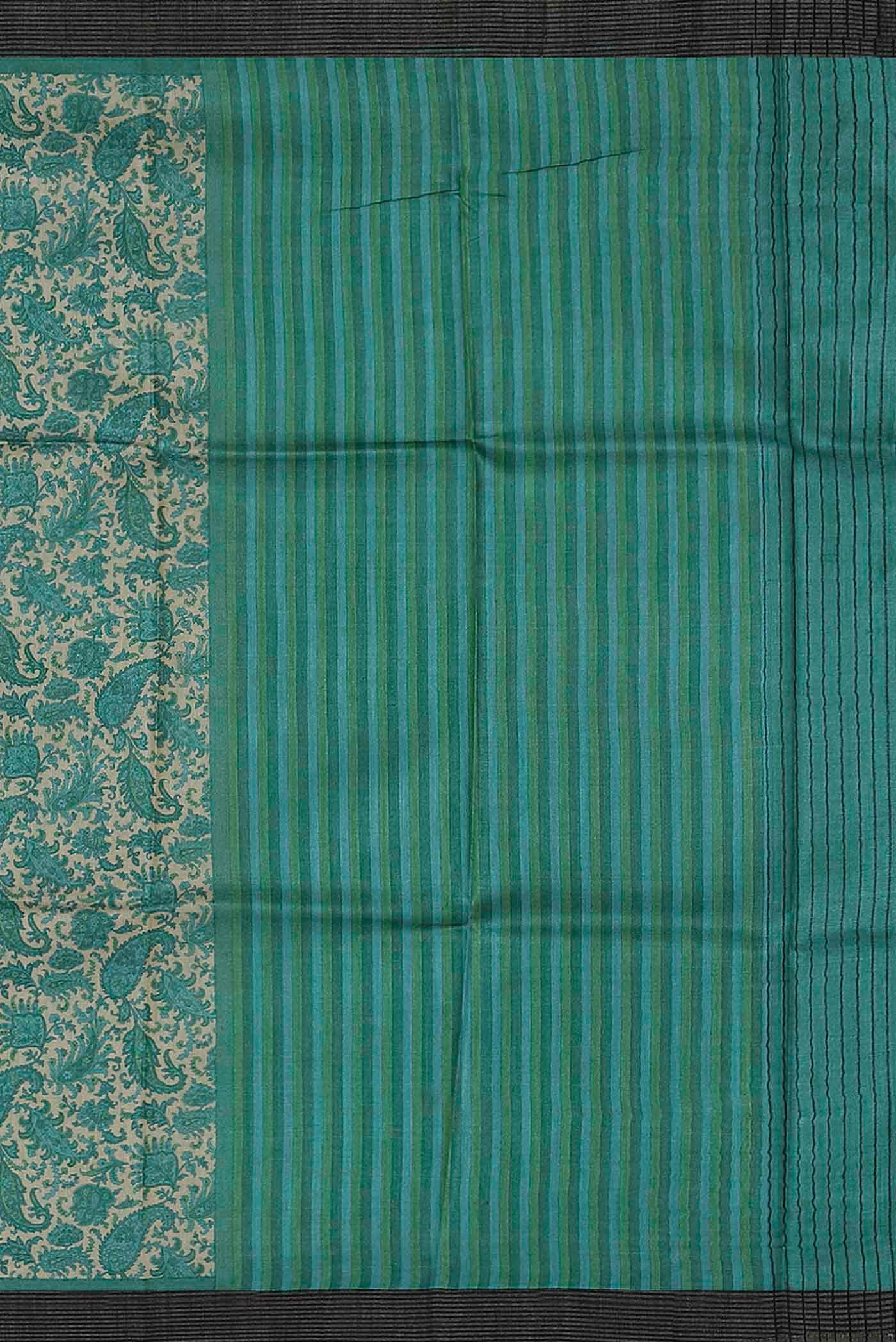Turquoise Pashmina Silk Saree