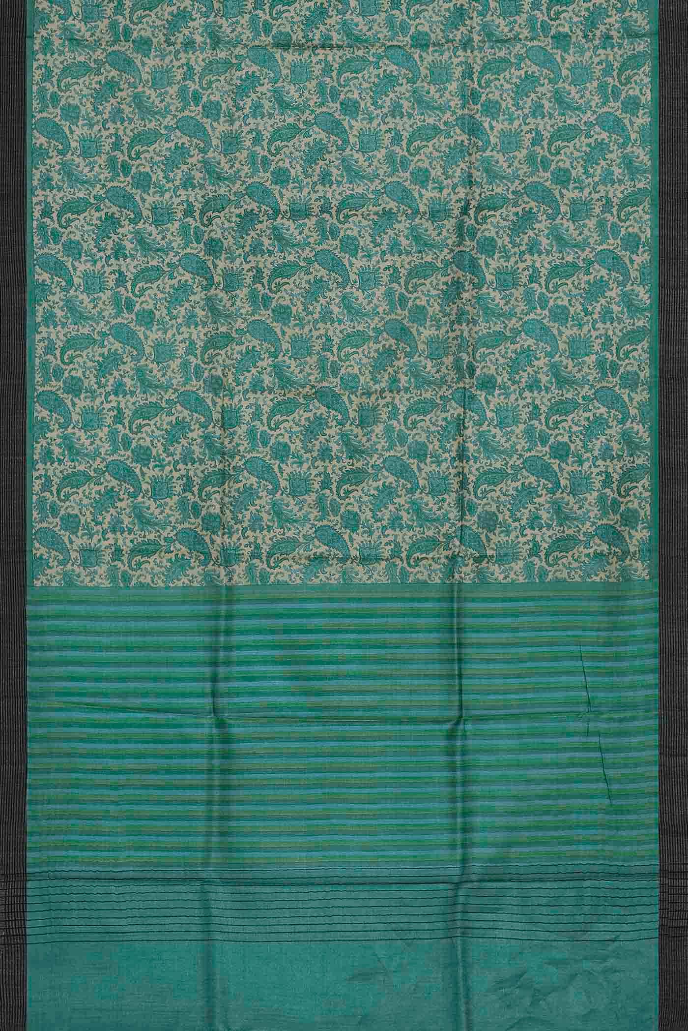Turquoise Pashmina Silk Saree