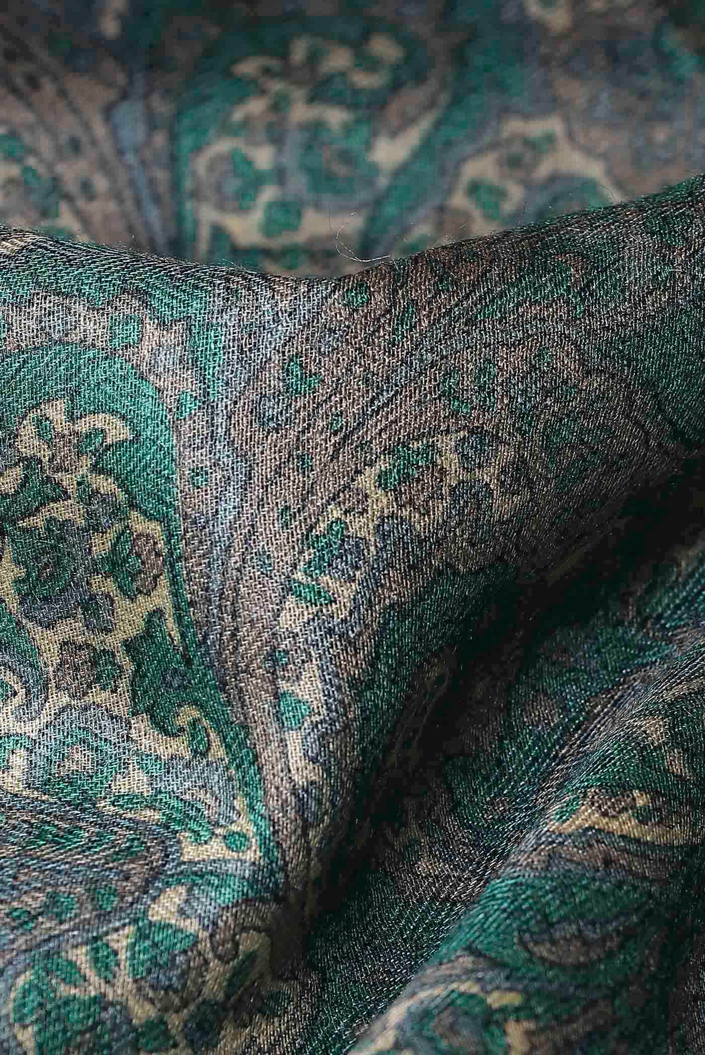 Turquoise Pashmina Silk Saree