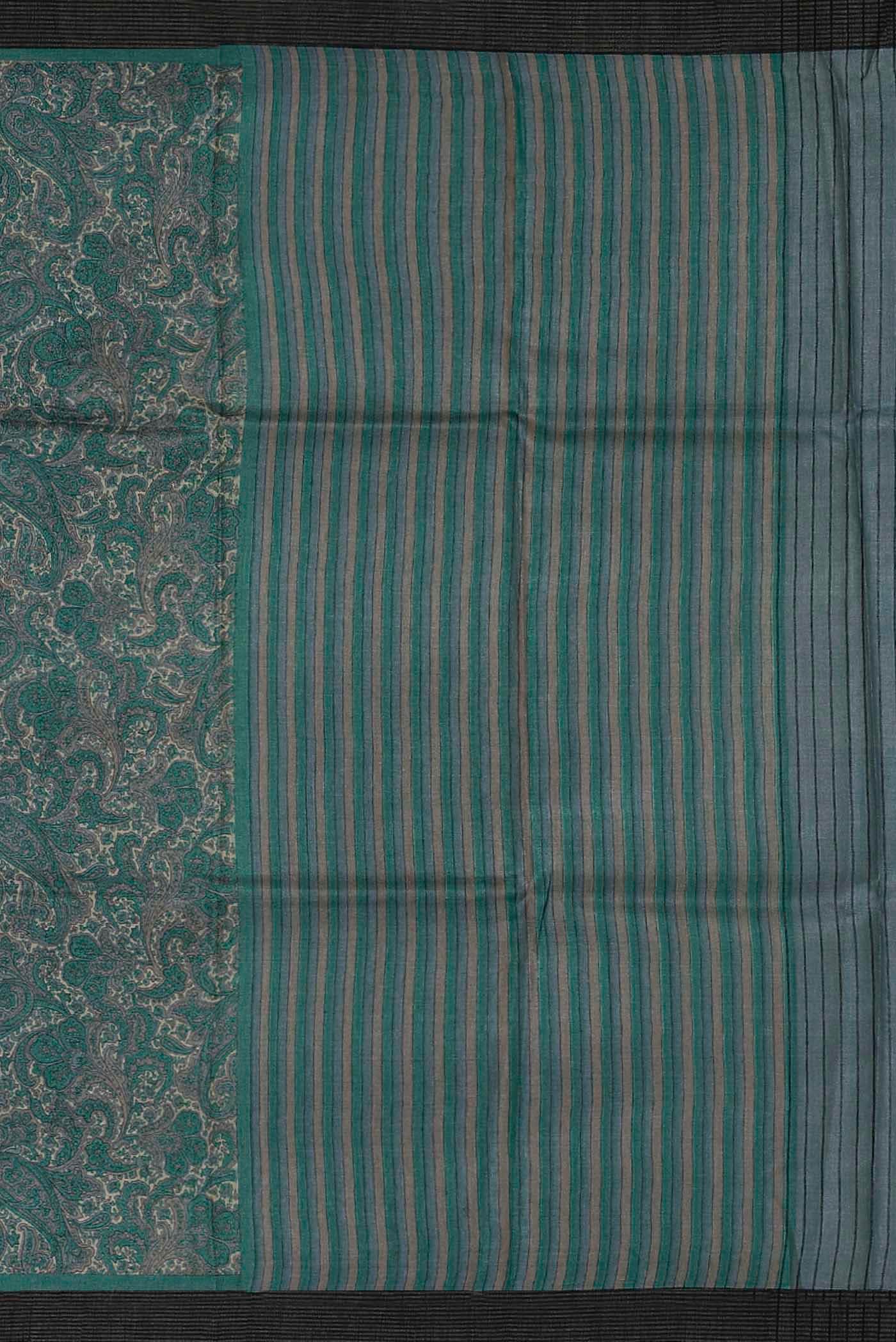 Turquoise Pashmina Silk Saree