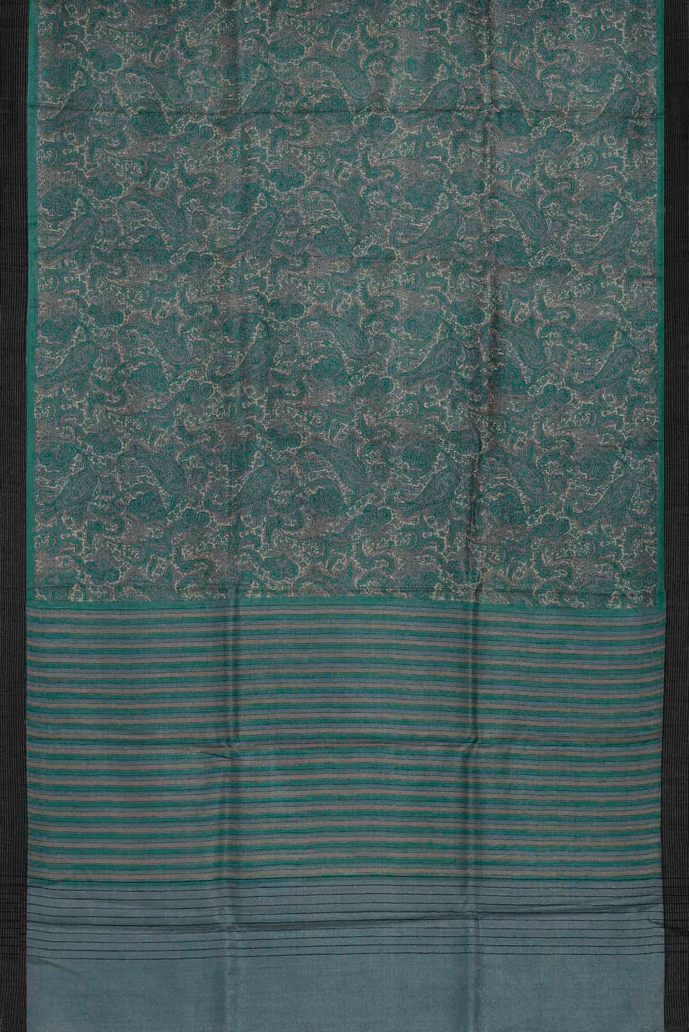 Turquoise Pashmina Silk Saree