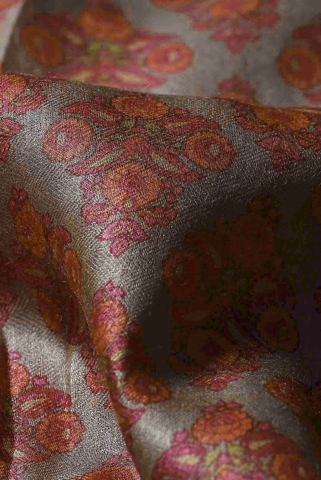 Beige Pashmina Silk Saree