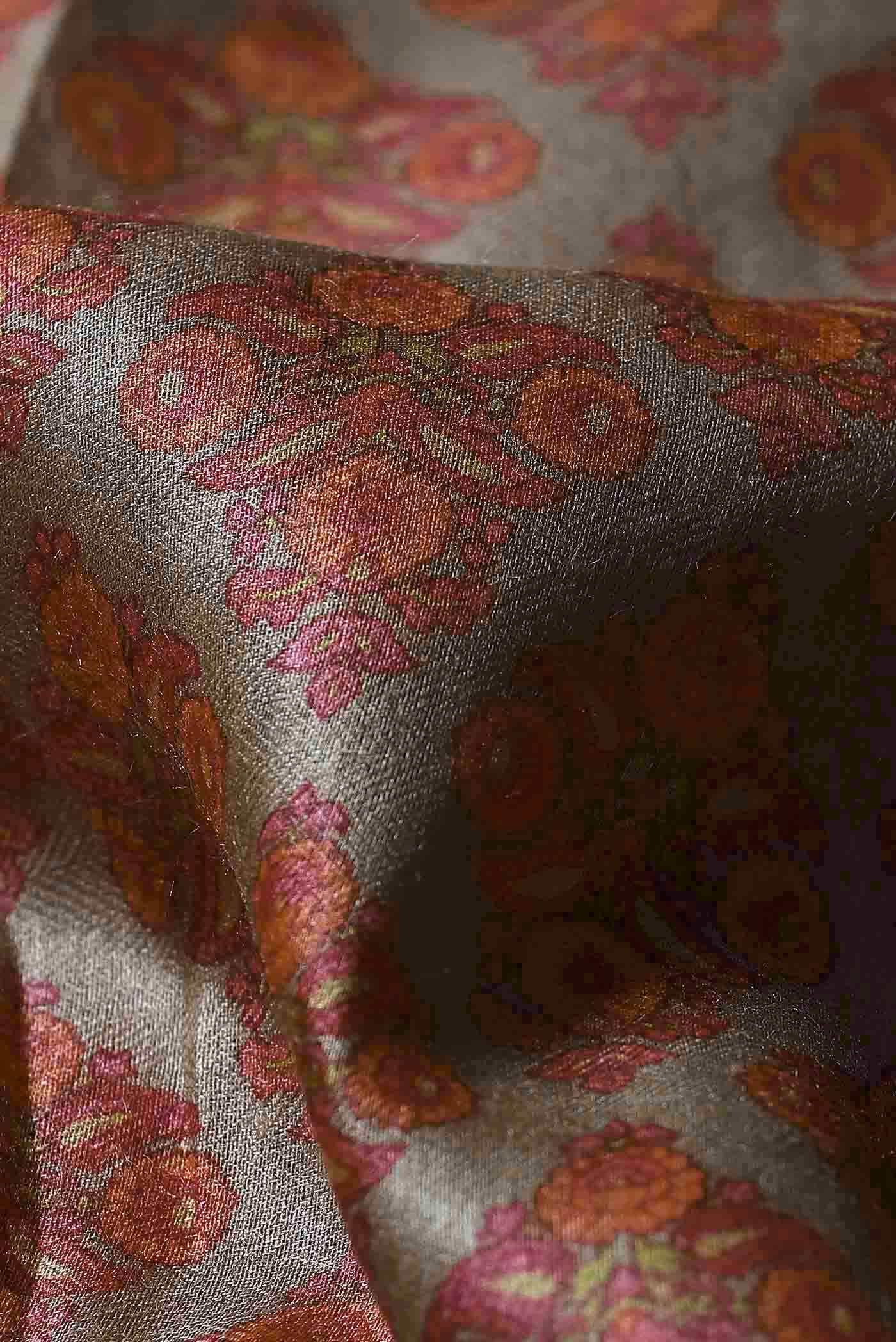 Beige Pashmina Silk Saree