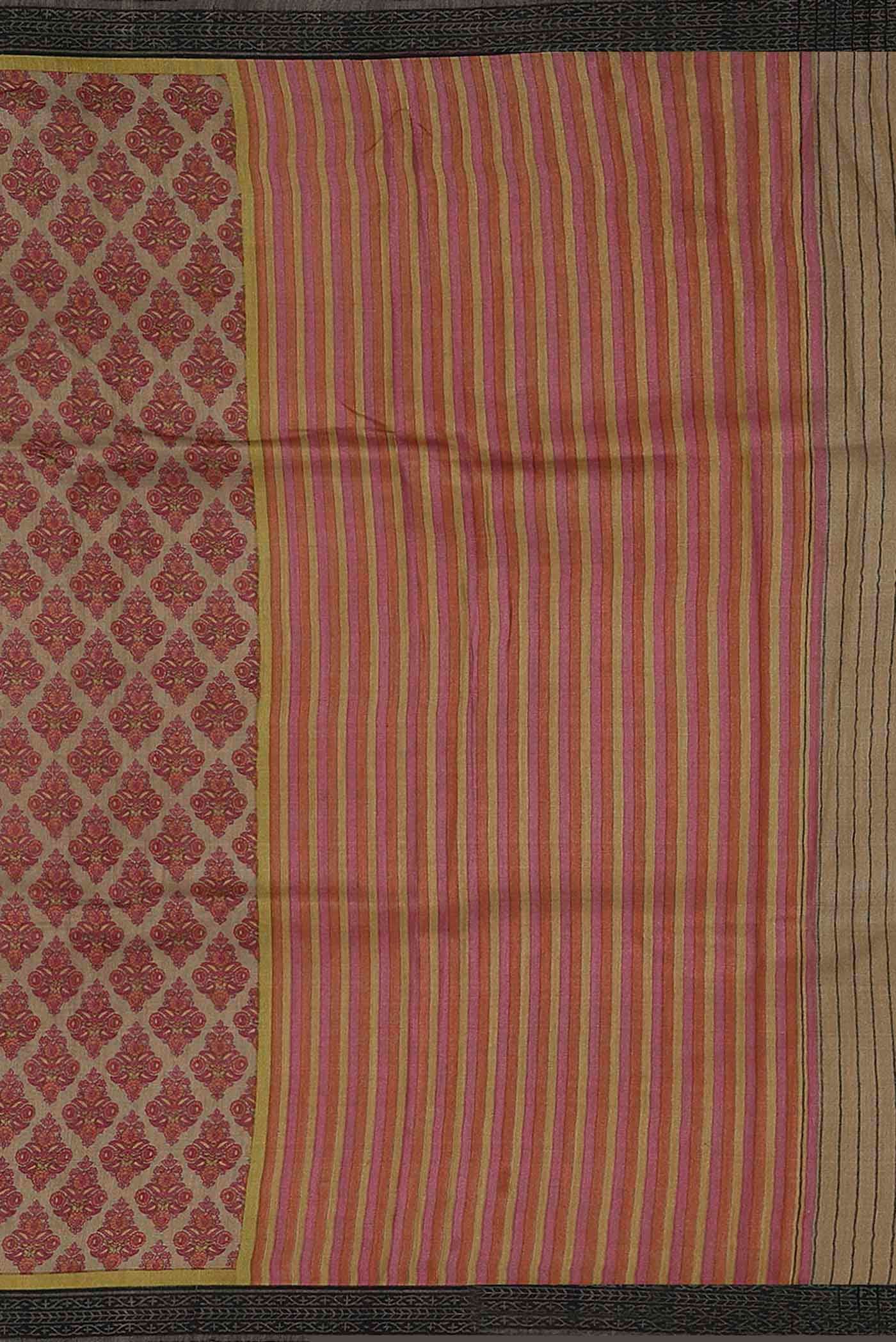 Beige Pashmina Silk Saree