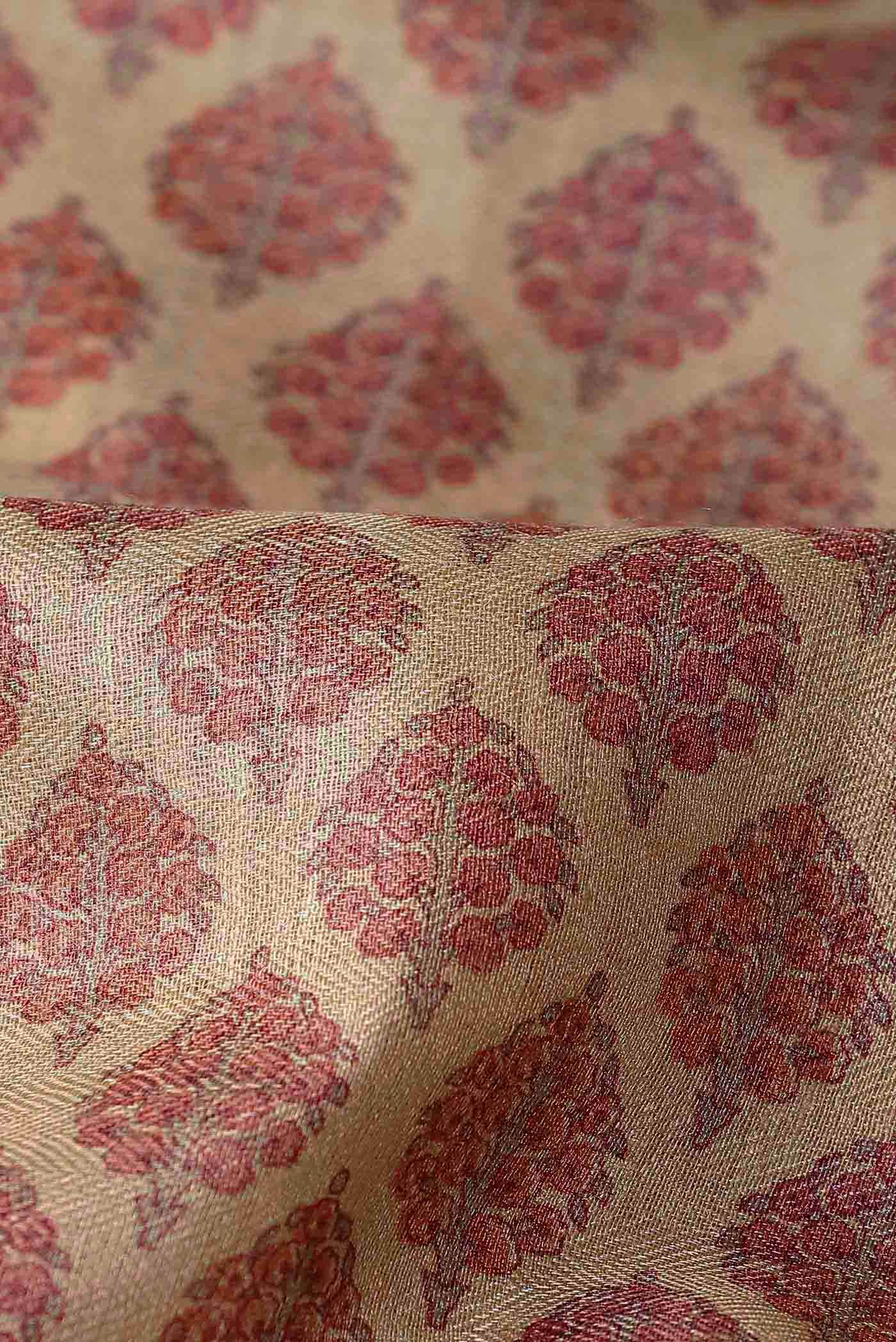 Beige Pashmina Silk Saree