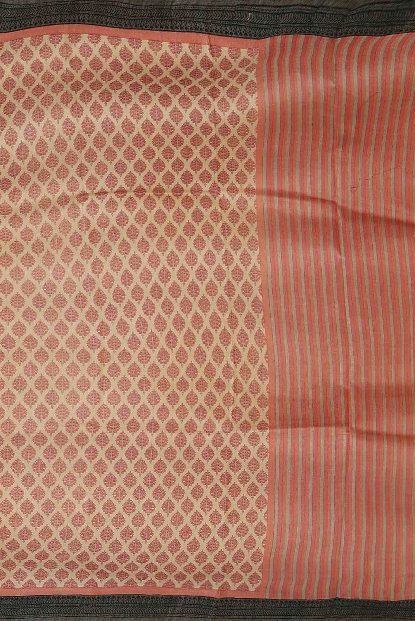 Beige Pashmina Silk Saree