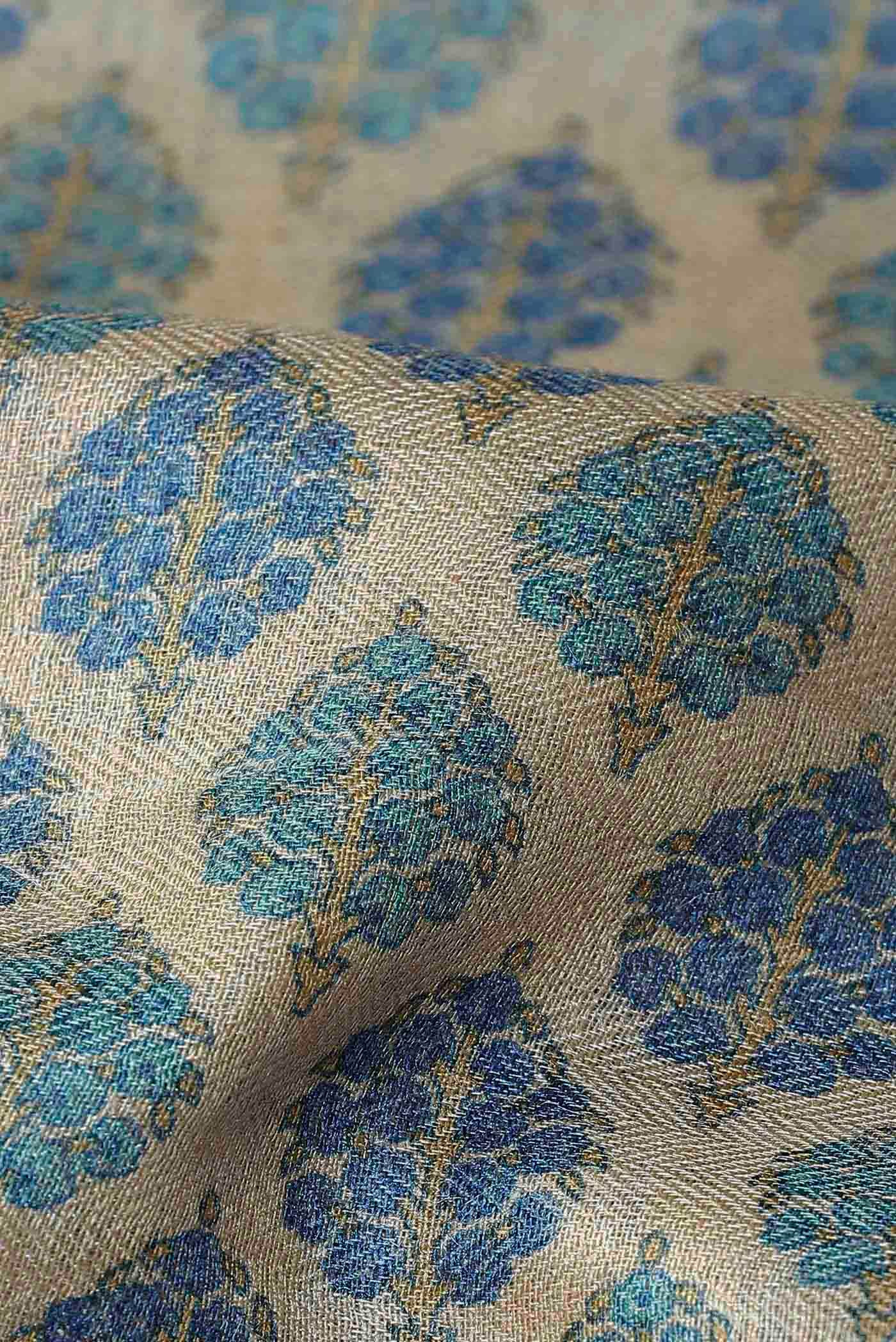 Beige Pashmina Silk Saree