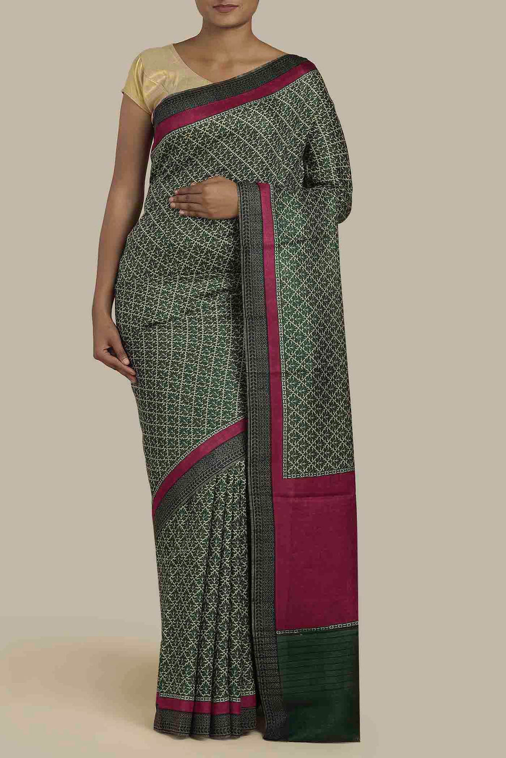 Black Pashmina Silk Saree