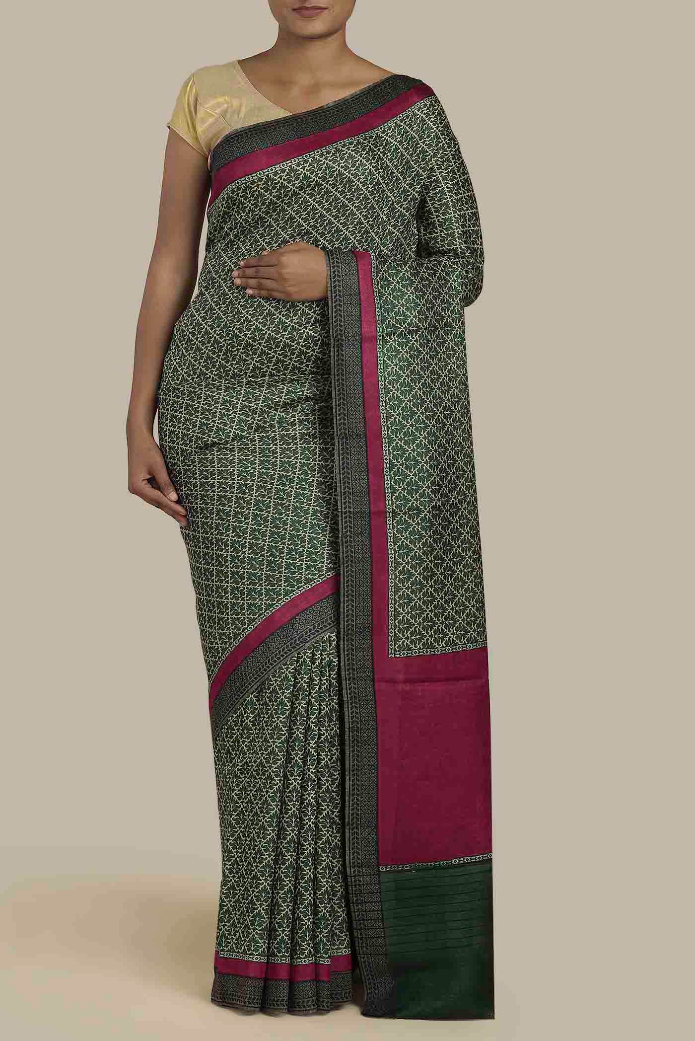 Black Pashmina Silk Saree
