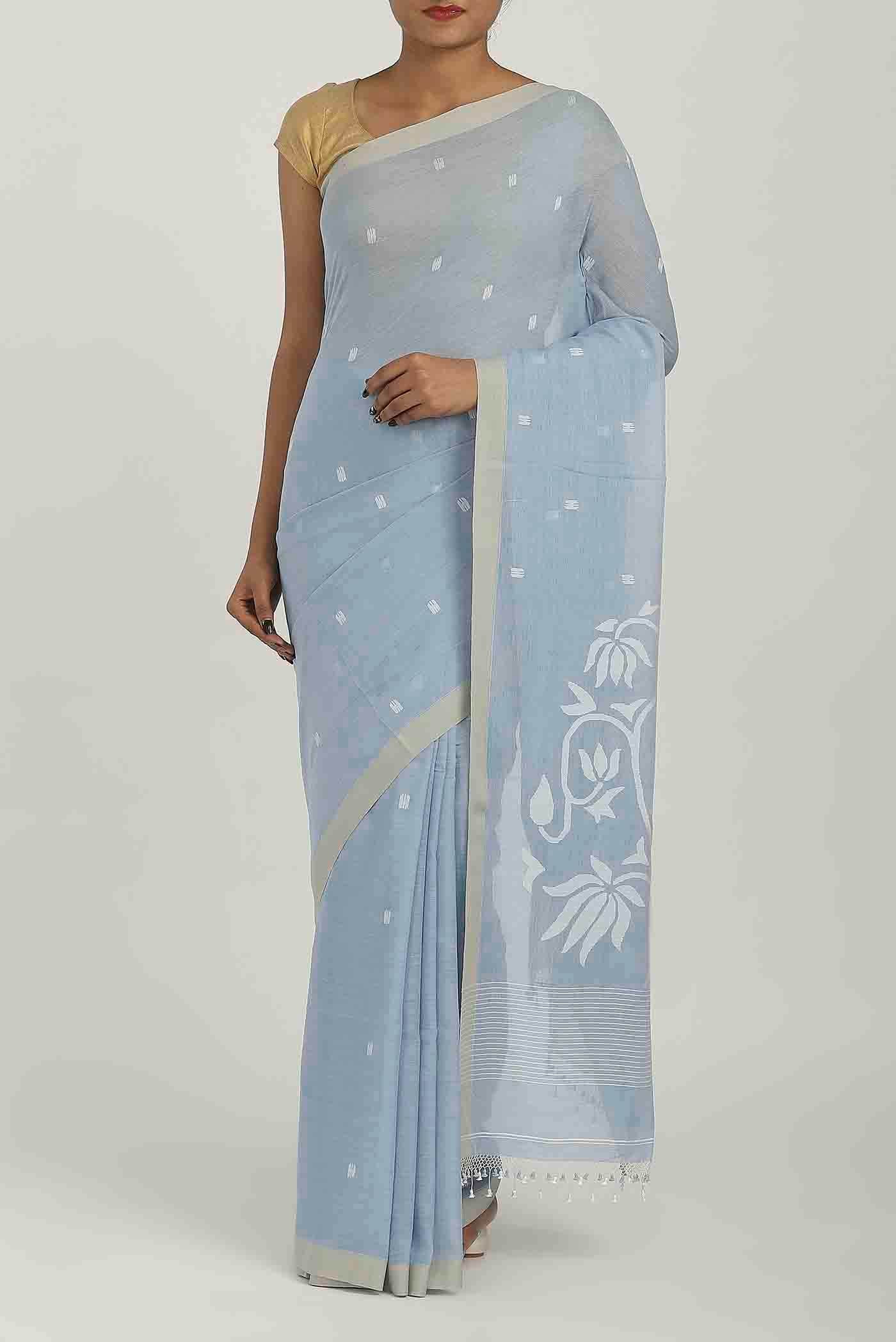 Blue Bengal Cotton Saree