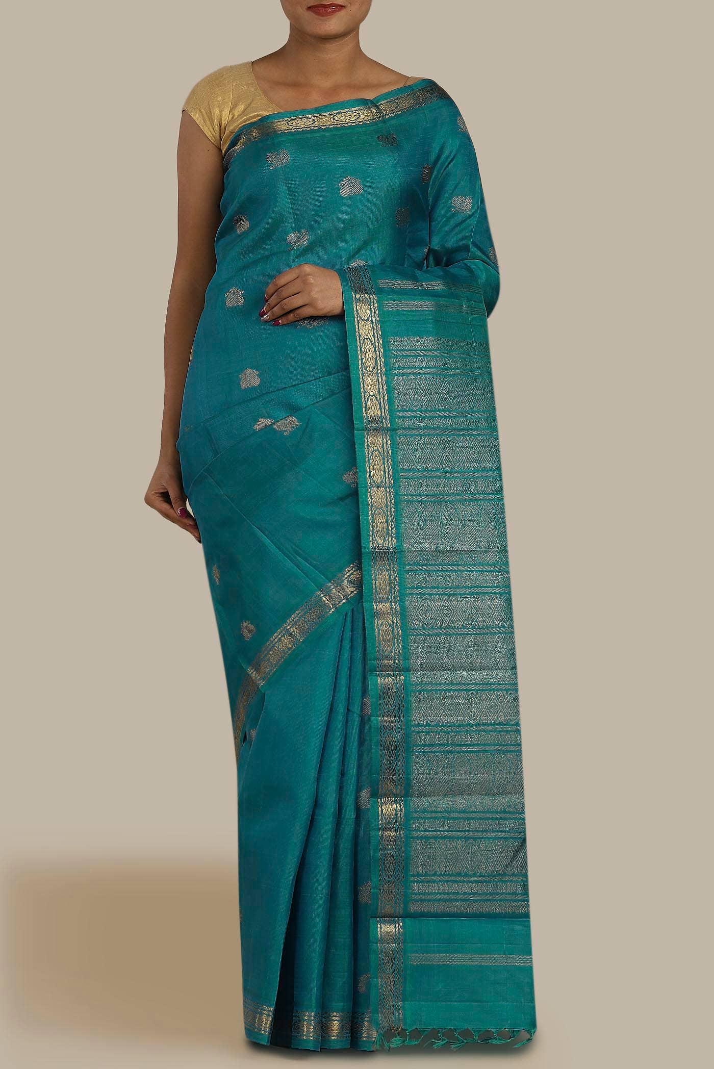 Blue Kanchipuram Silk Saree