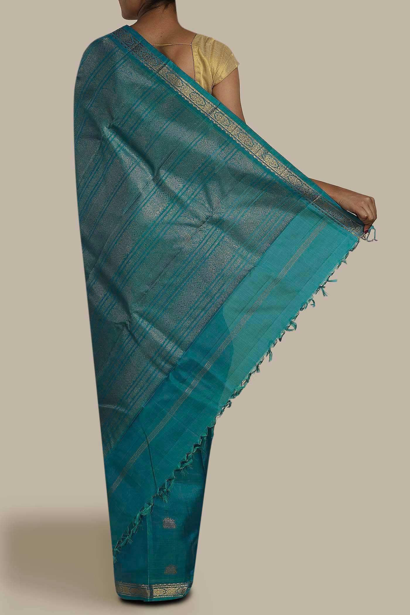 Blue Kanchipuram Silk Saree