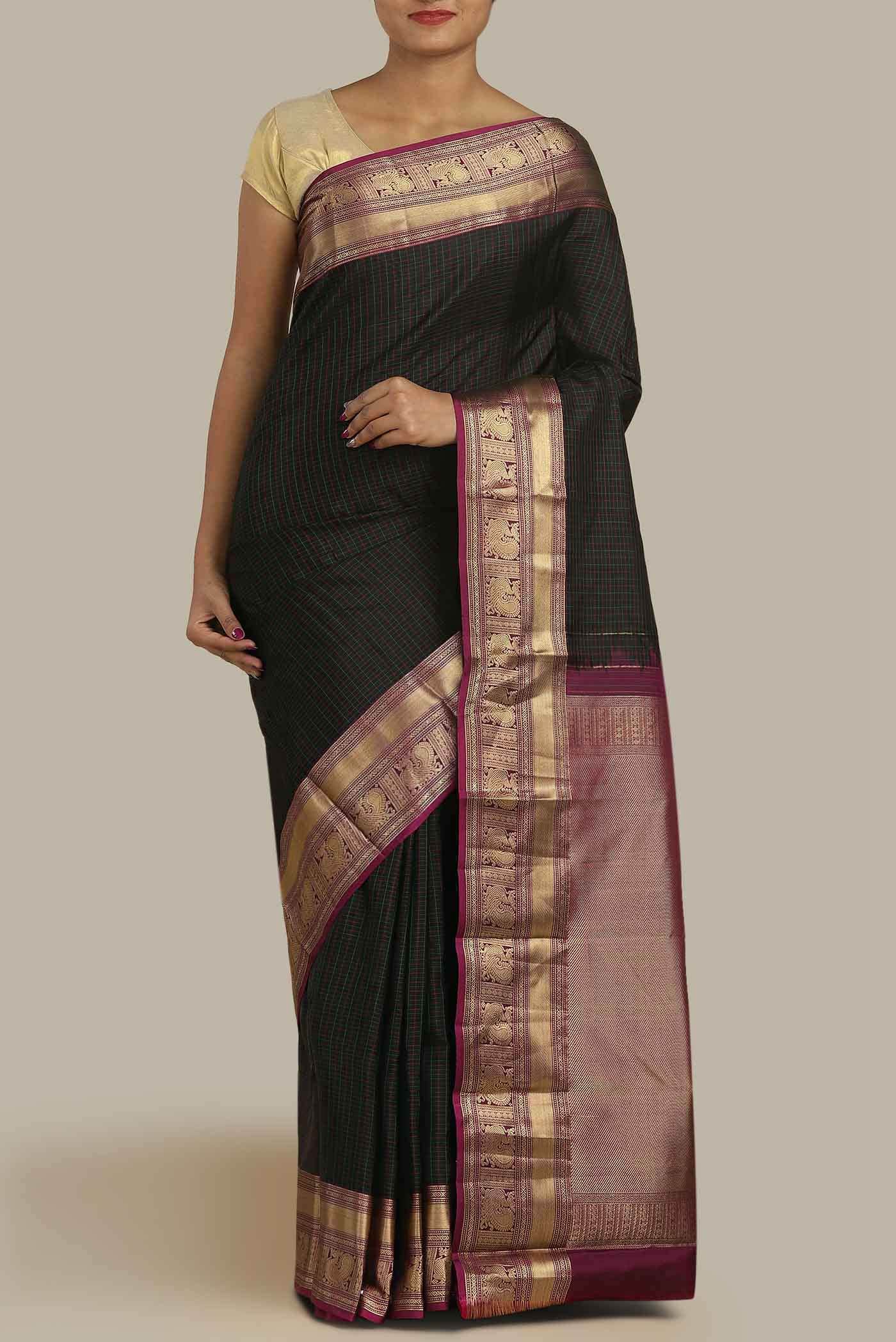 Black Kanchipuram Silk Saree
