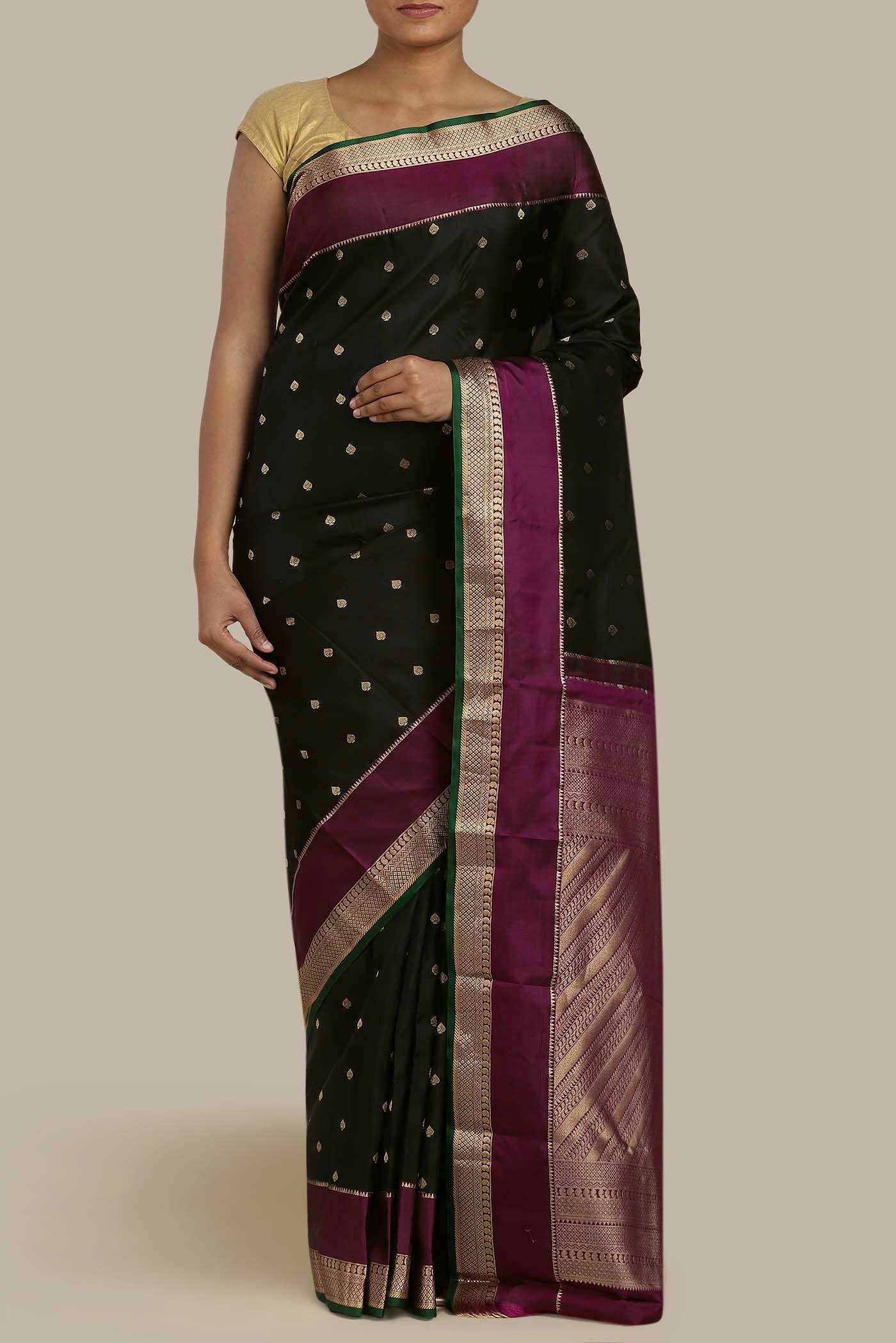 Black Kanchipuram Silk Saree