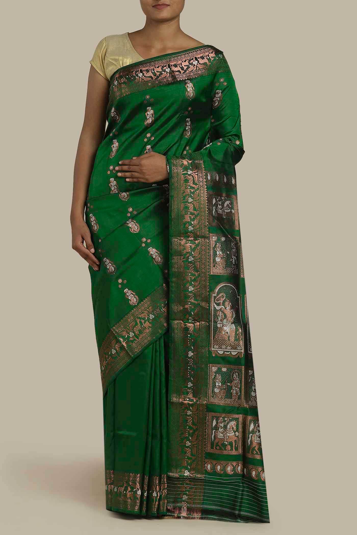 Green Baluchari Silk Saree
