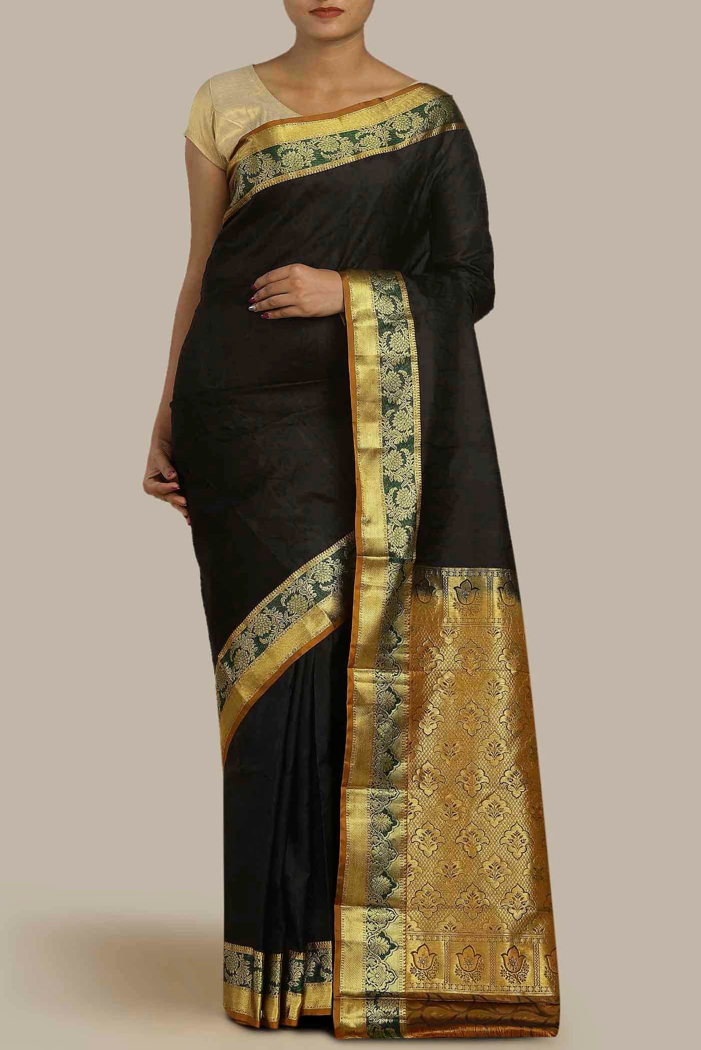 Black Kanchipuram Silk Saree