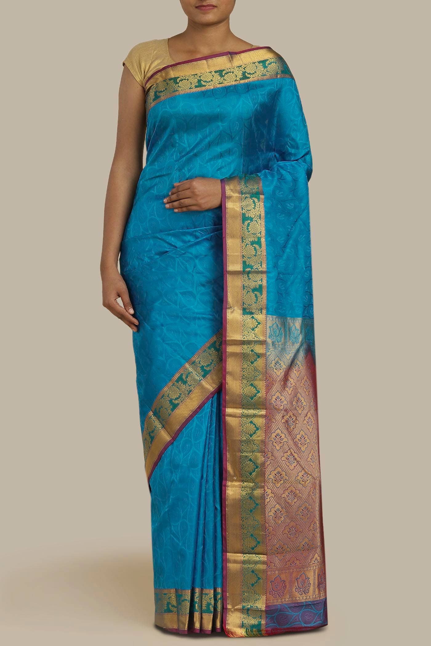 Blue Kanchipuram Silk Saree