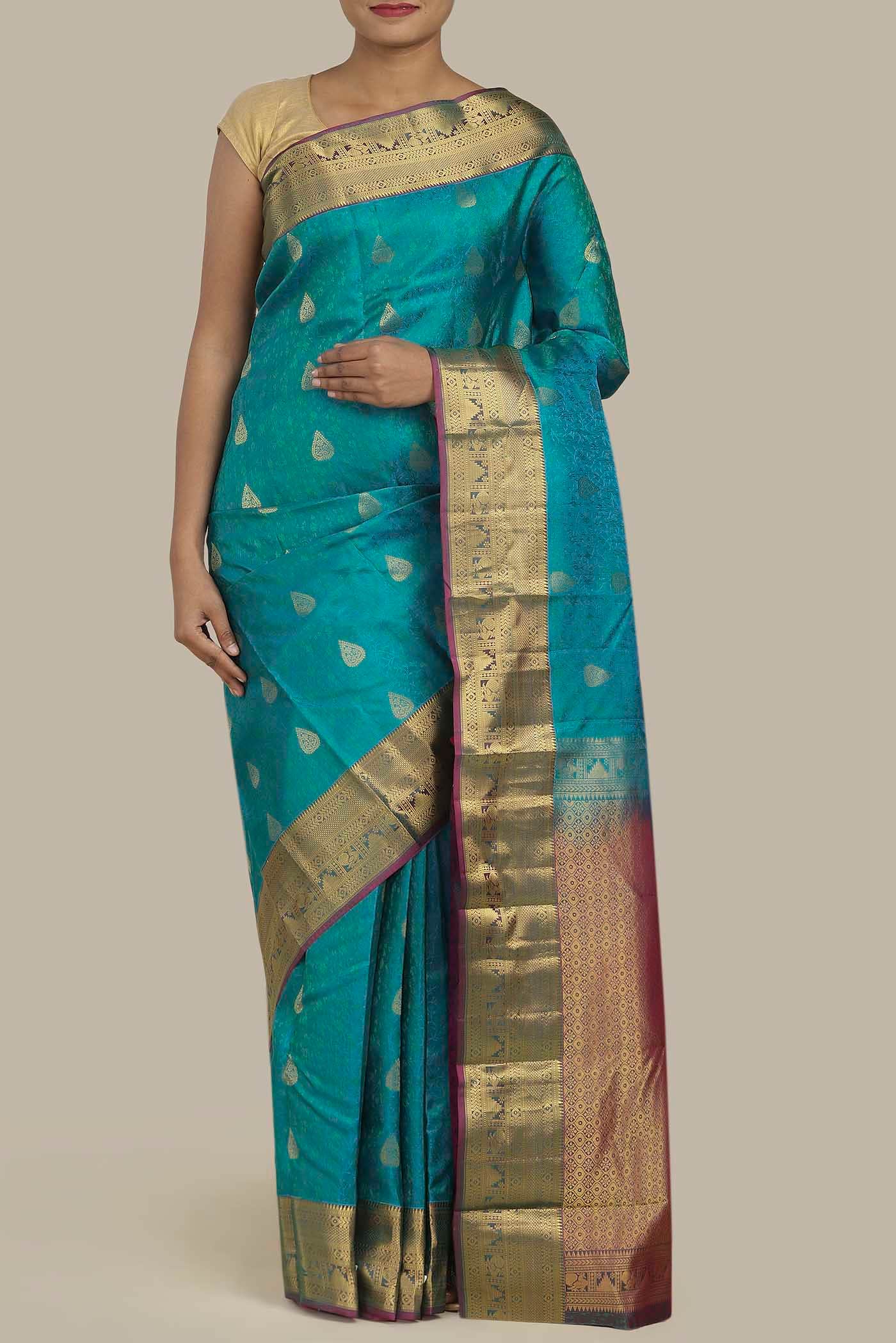 Blue Kanchipuram Silk Saree