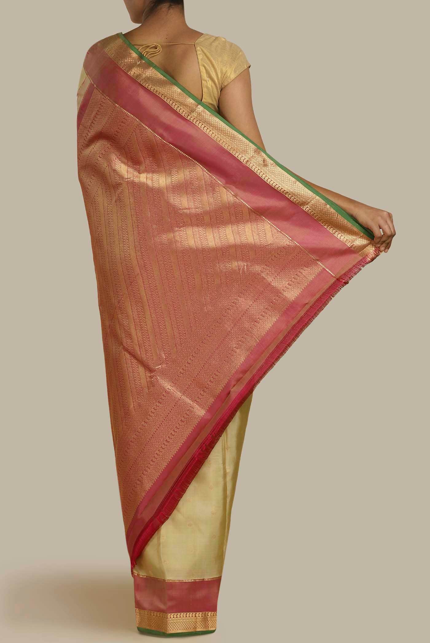 Beige Kanchipuram Silk Saree