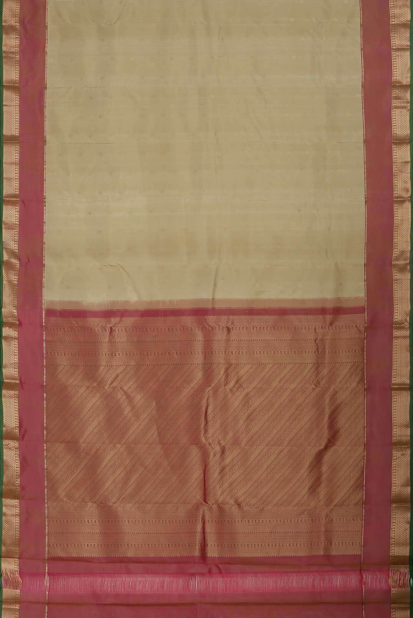 Beige Kanchipuram Silk Saree
