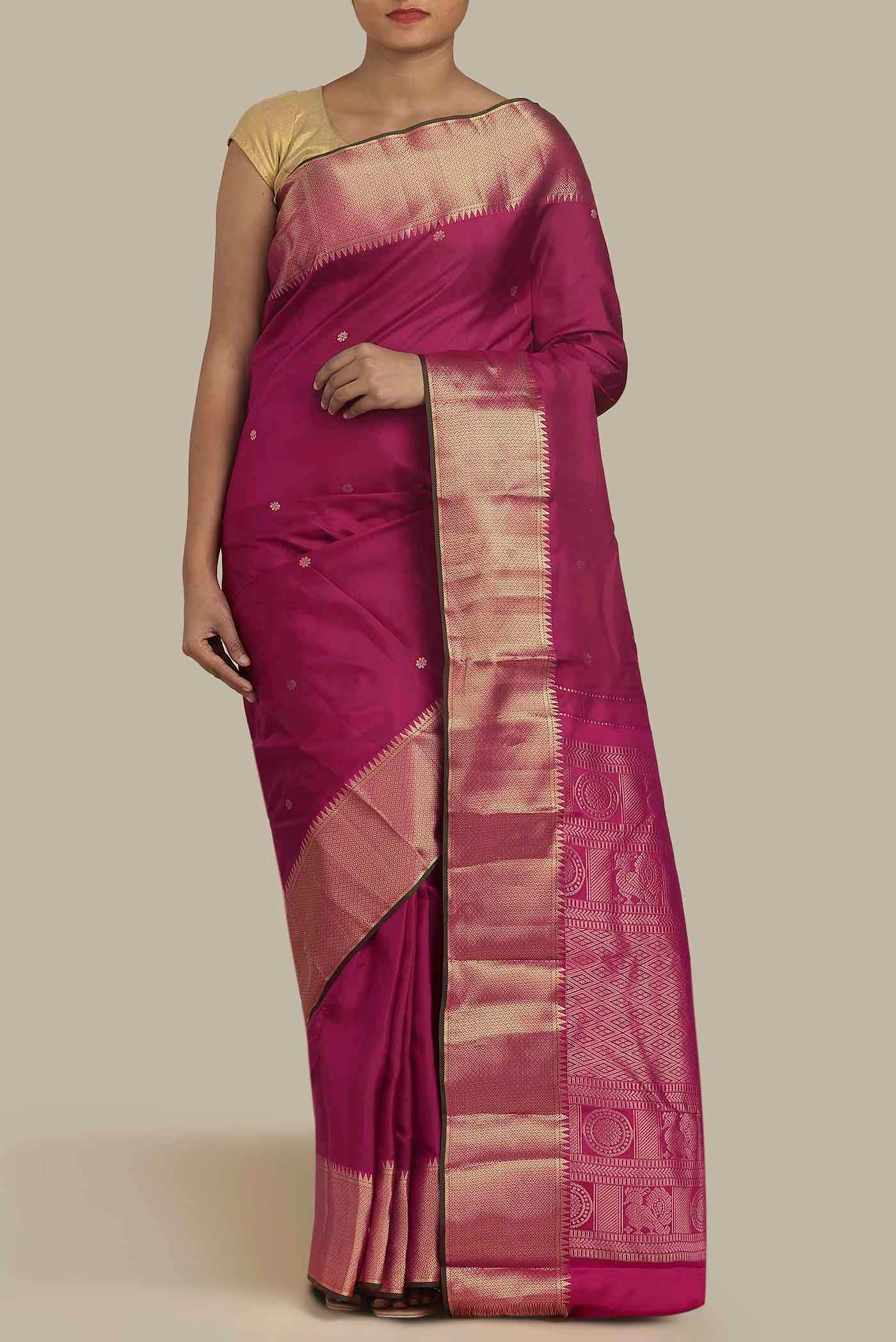 Dark Pink Kanchipuram Silk Saree