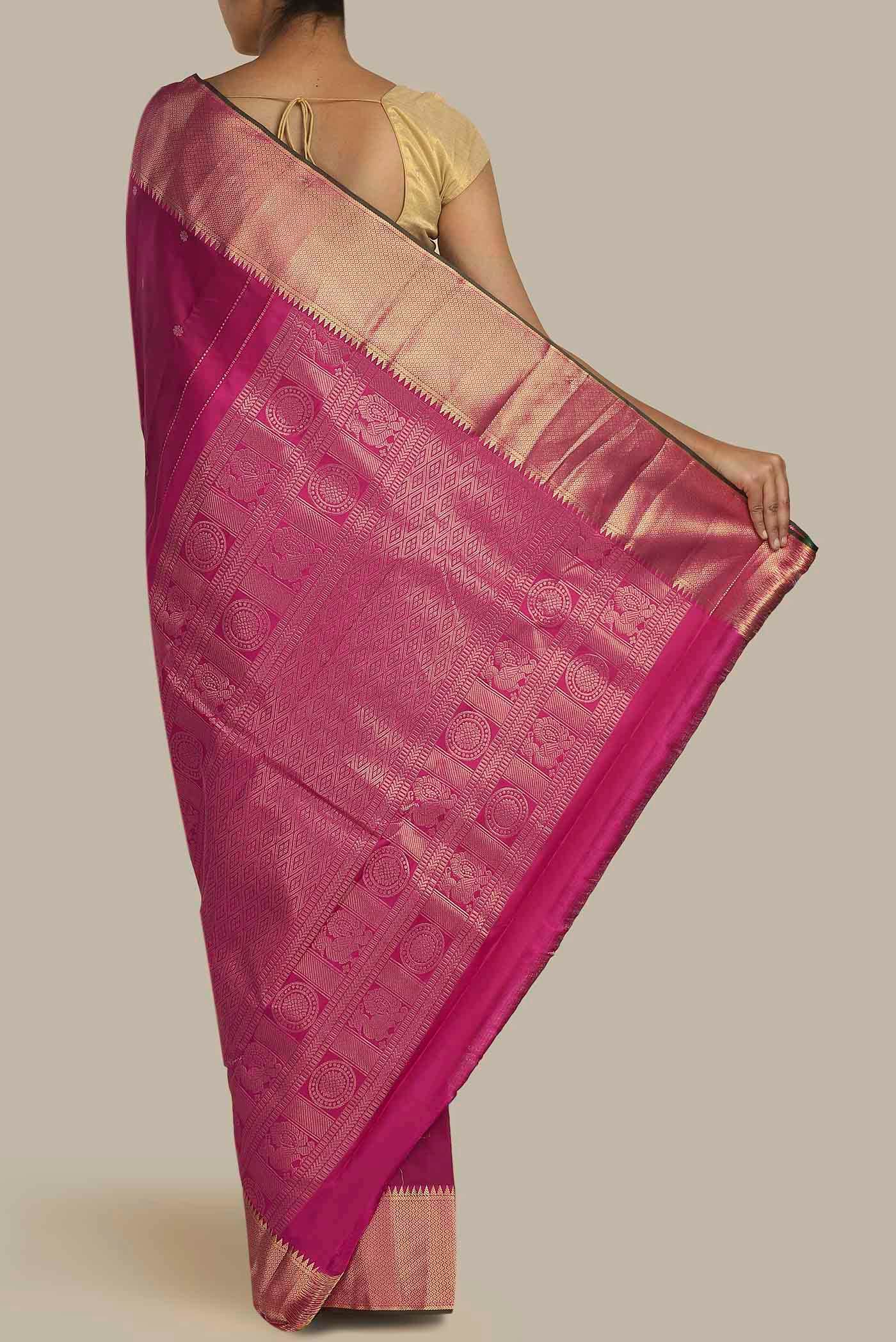 Dark Pink Kanchipuram Silk Saree