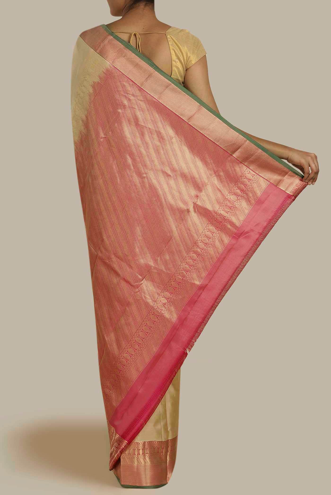 Beige Kanchipuram Silk Saree