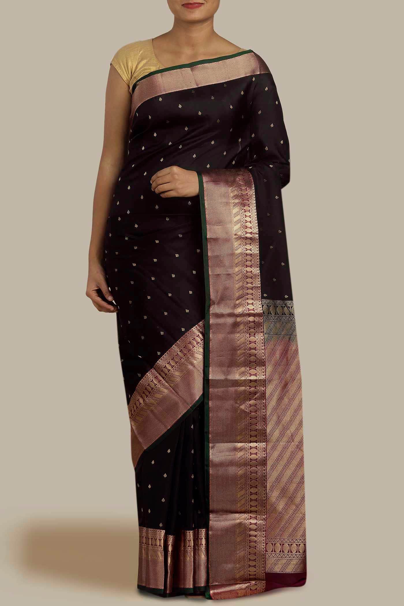 Black Kanchipuram Silk Saree