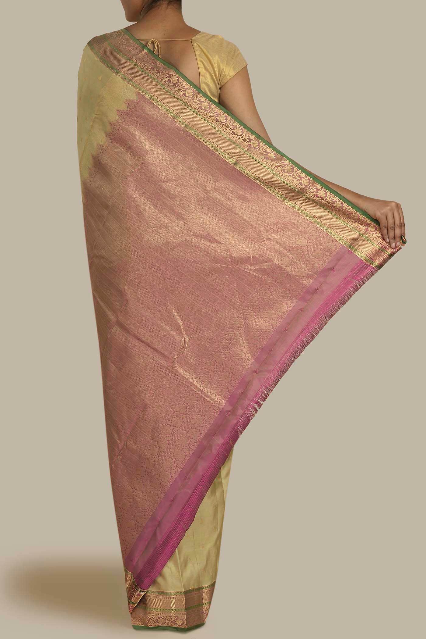 Beige Kanchipuram Silk Saree