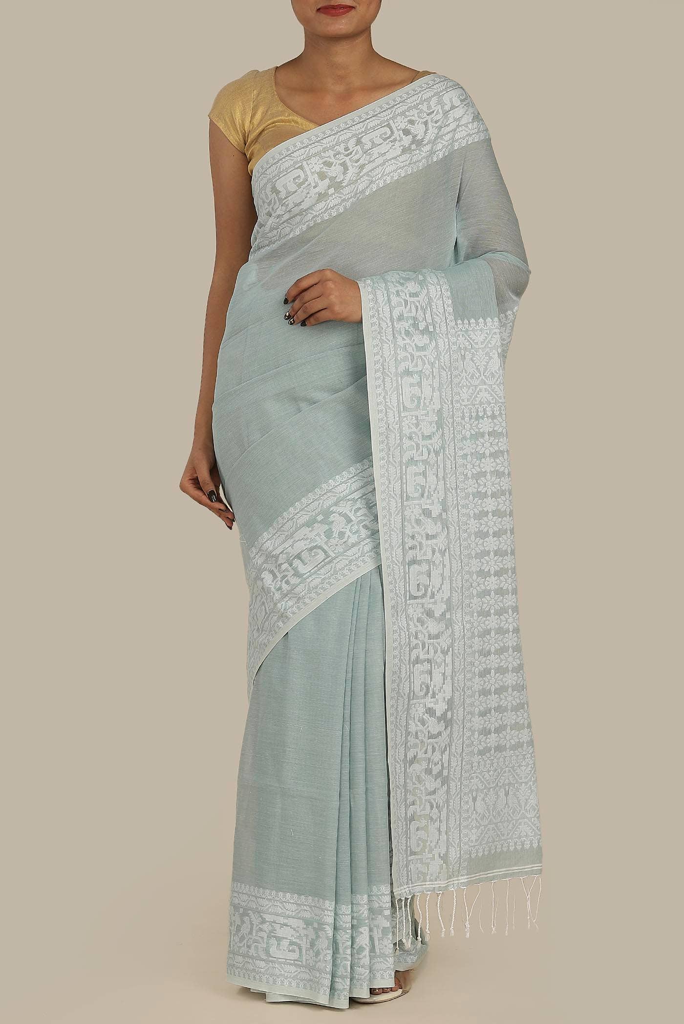 Blue Bengal Cotton Saree