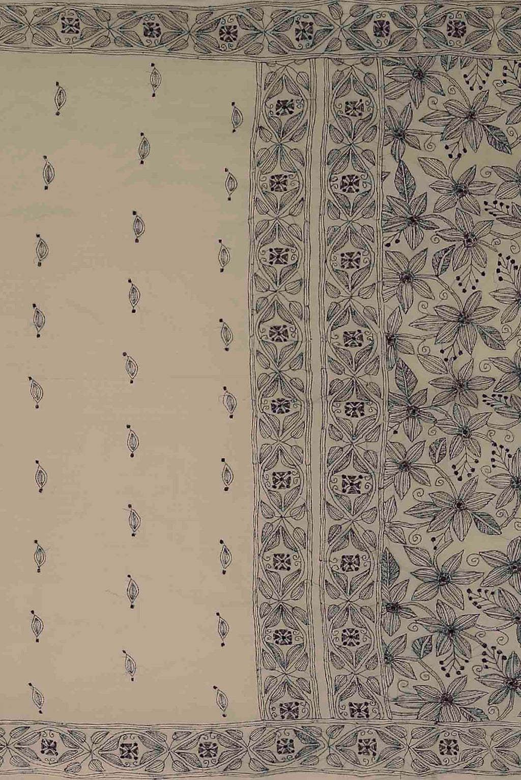 Beige Bengal Cotton Saree