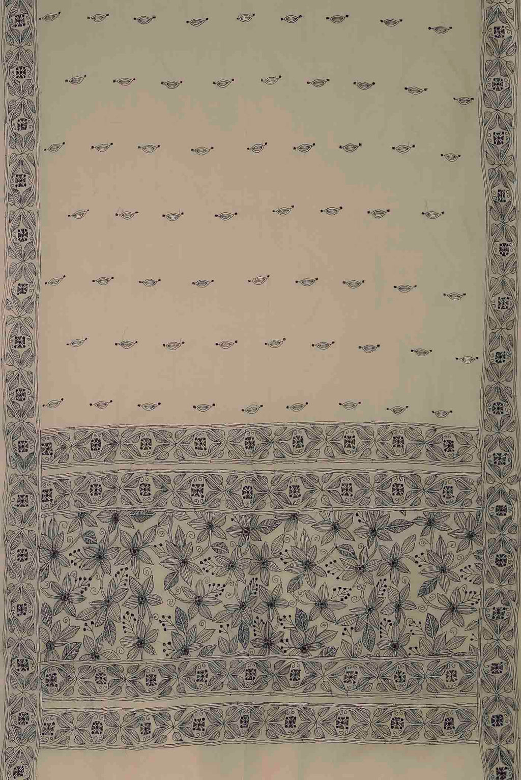 Beige Bengal Cotton Saree