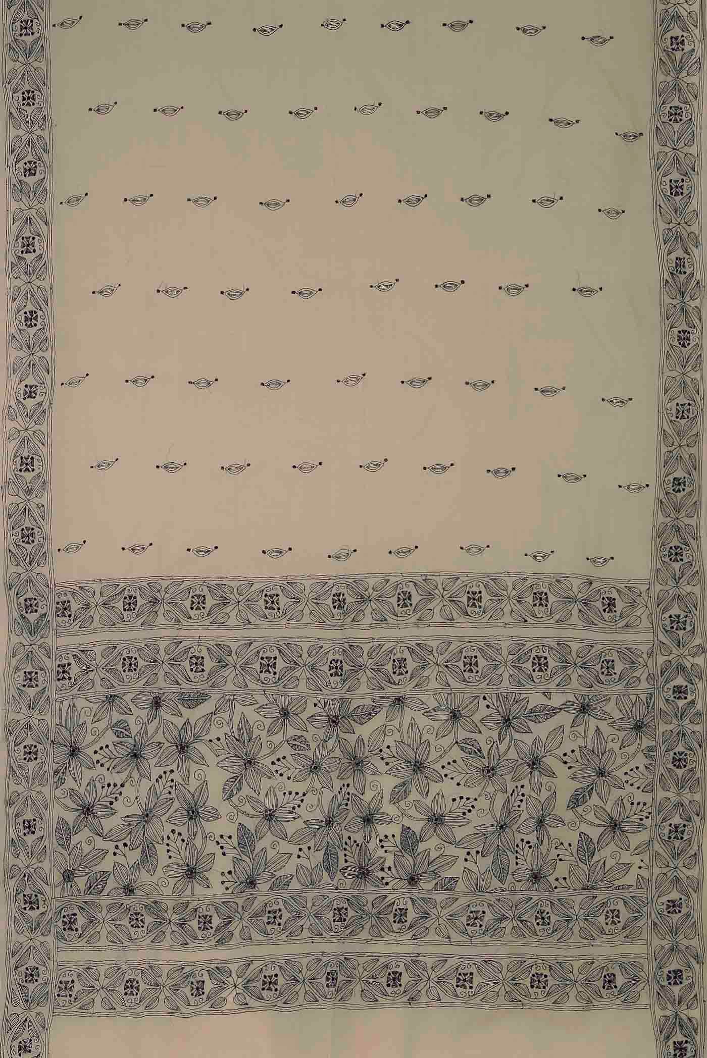 Beige Bengal Cotton Saree